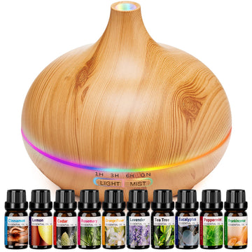 HLS 550ml Aroma Diffusers for Essential Oils Large Room with 10 Essential Oils,Ultrasonic Aromatherapy