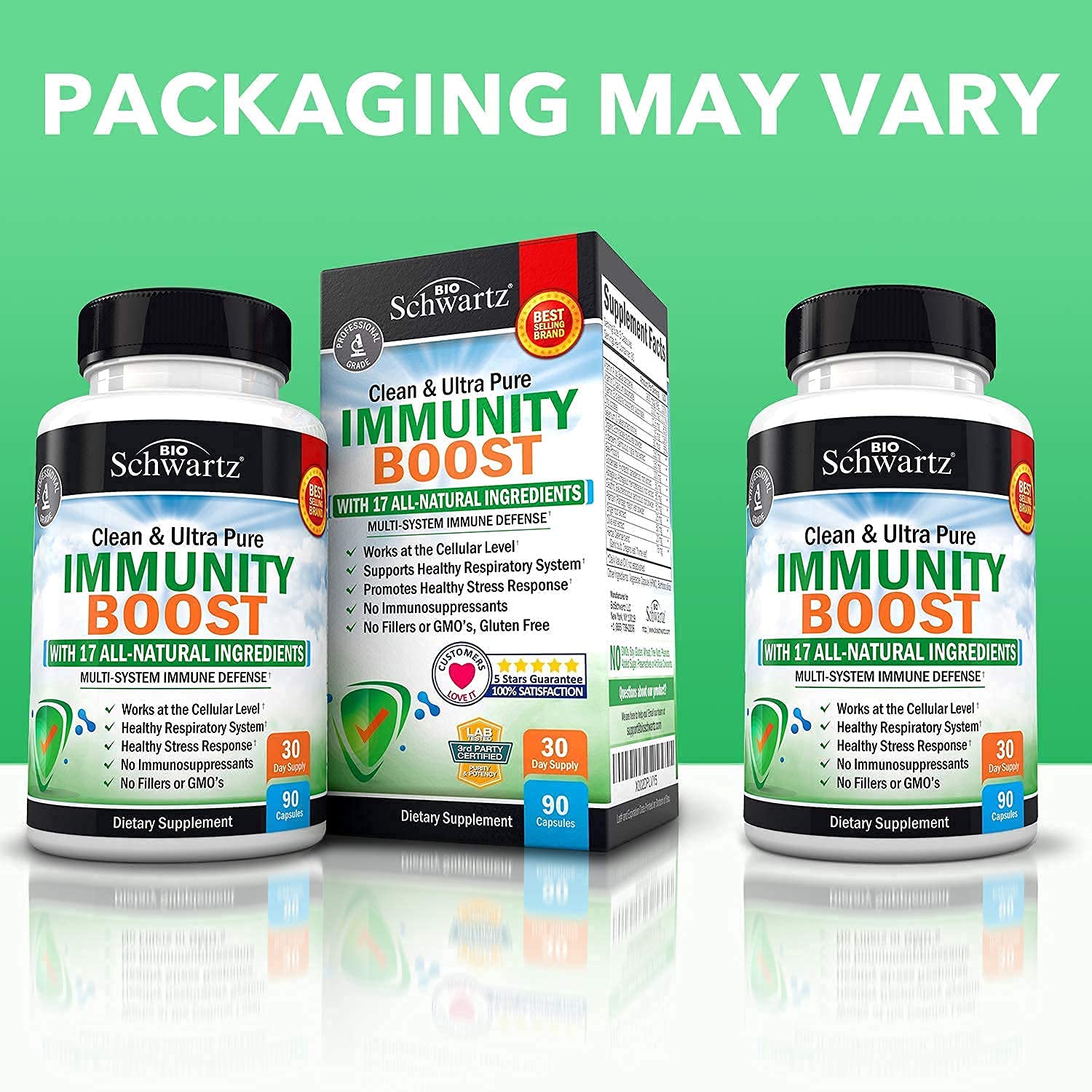 Immune Support Supplement with Vitamin C 1000mg Zinc Elderberry Extract Ginger BioSchwartz