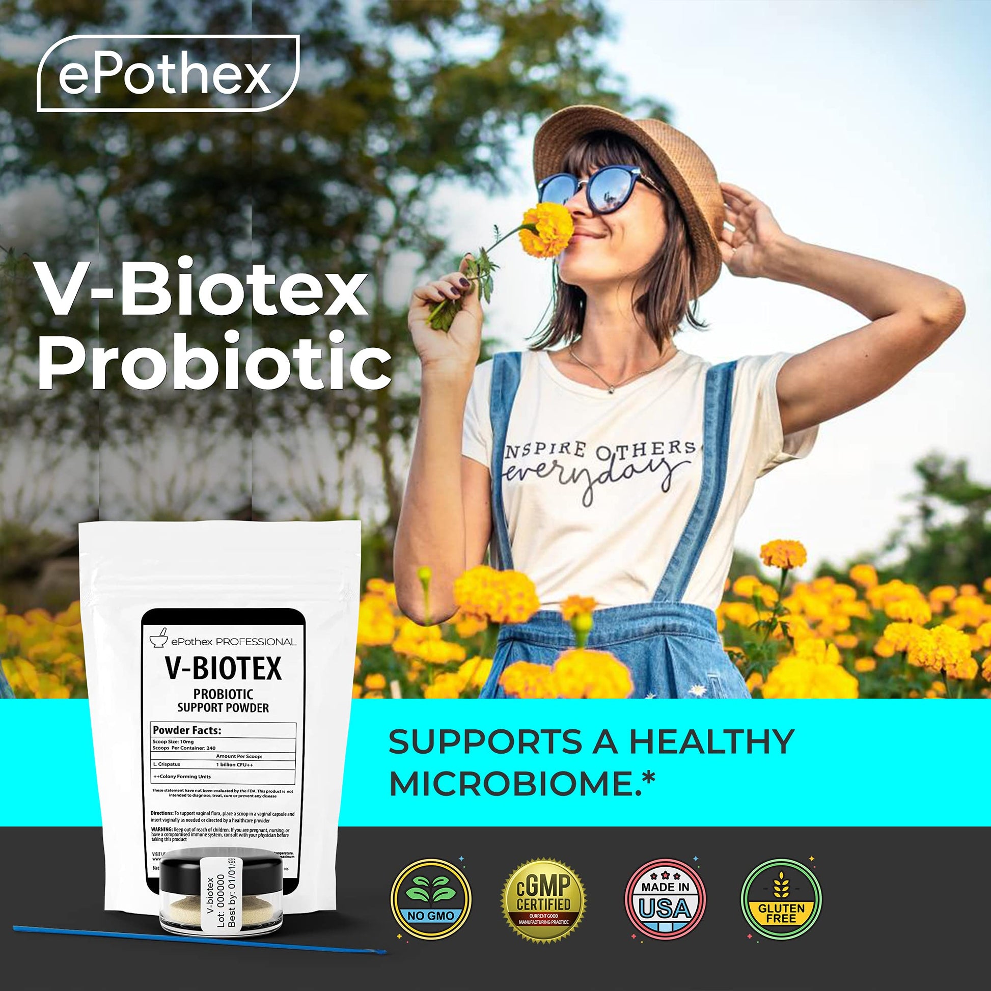 EPOTHEX V-Biotex - Pure L. Crispatus Probiotic Powder | Vaginal Probiotic | Promotes Vaginal & Urinary Health EPOTHEX