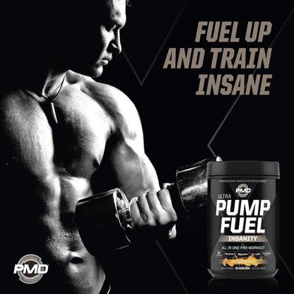 PMD Sports Ultra Pump Fuel Insanity - Pre Workout - Tropical Orange Mango (30 Servings) Sports CG5 Premium Creatine and L-Glutamine Powder (60 Servings)