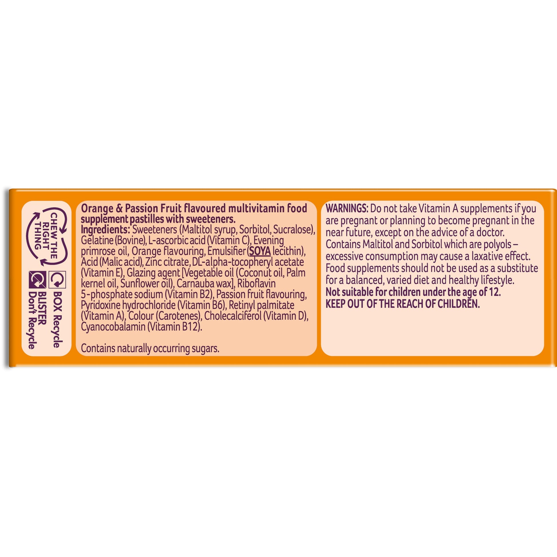 Bassetts Vitamins 12-18 EPO Orange & Passion Fruit 30's, 94.2 g, Orange and passionfruit Bassetts Vitamins