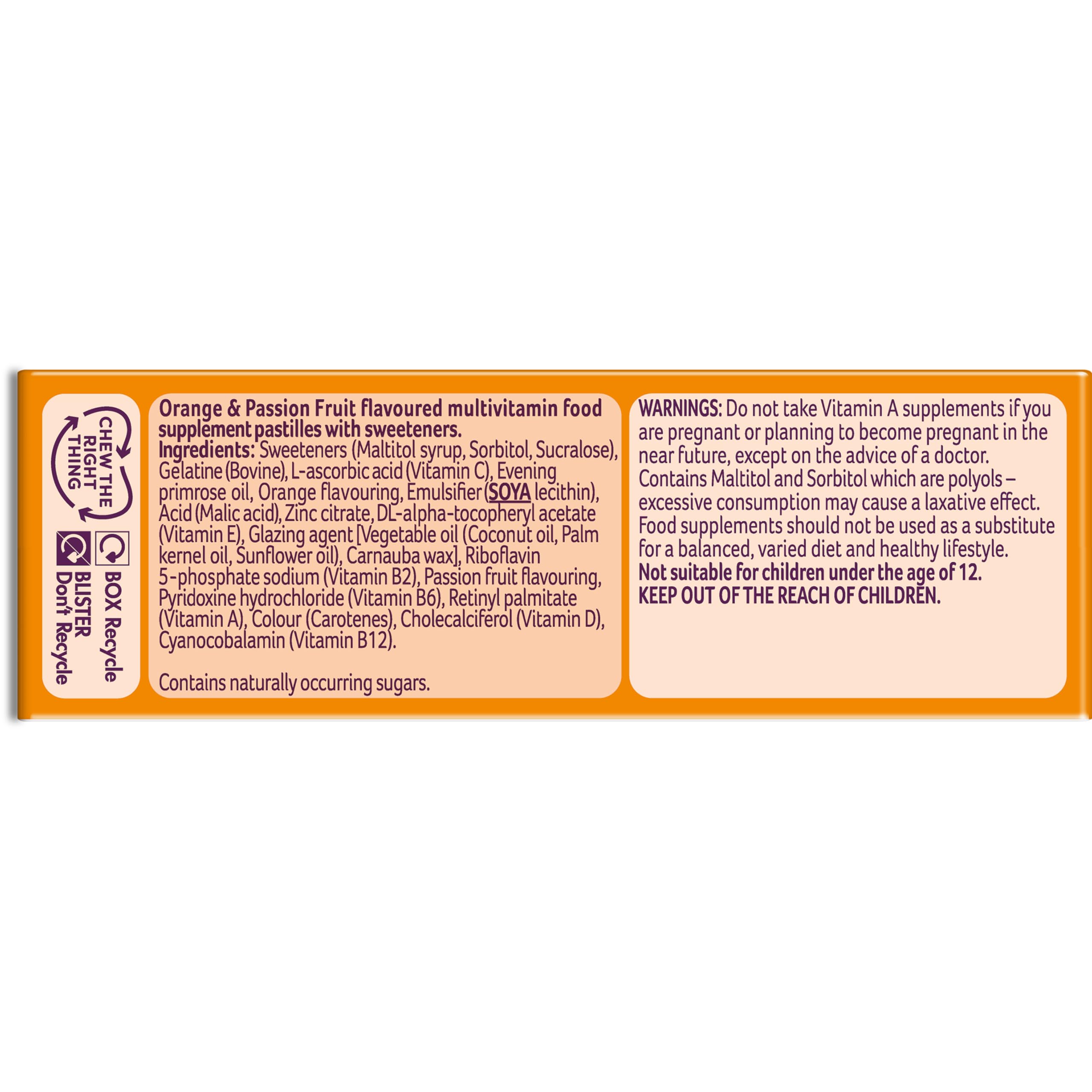 Bassetts Vitamins 12-18 EPO Orange & Passion Fruit 30's, 94.2 g, Orange and passionfruit Bassetts Vitamins