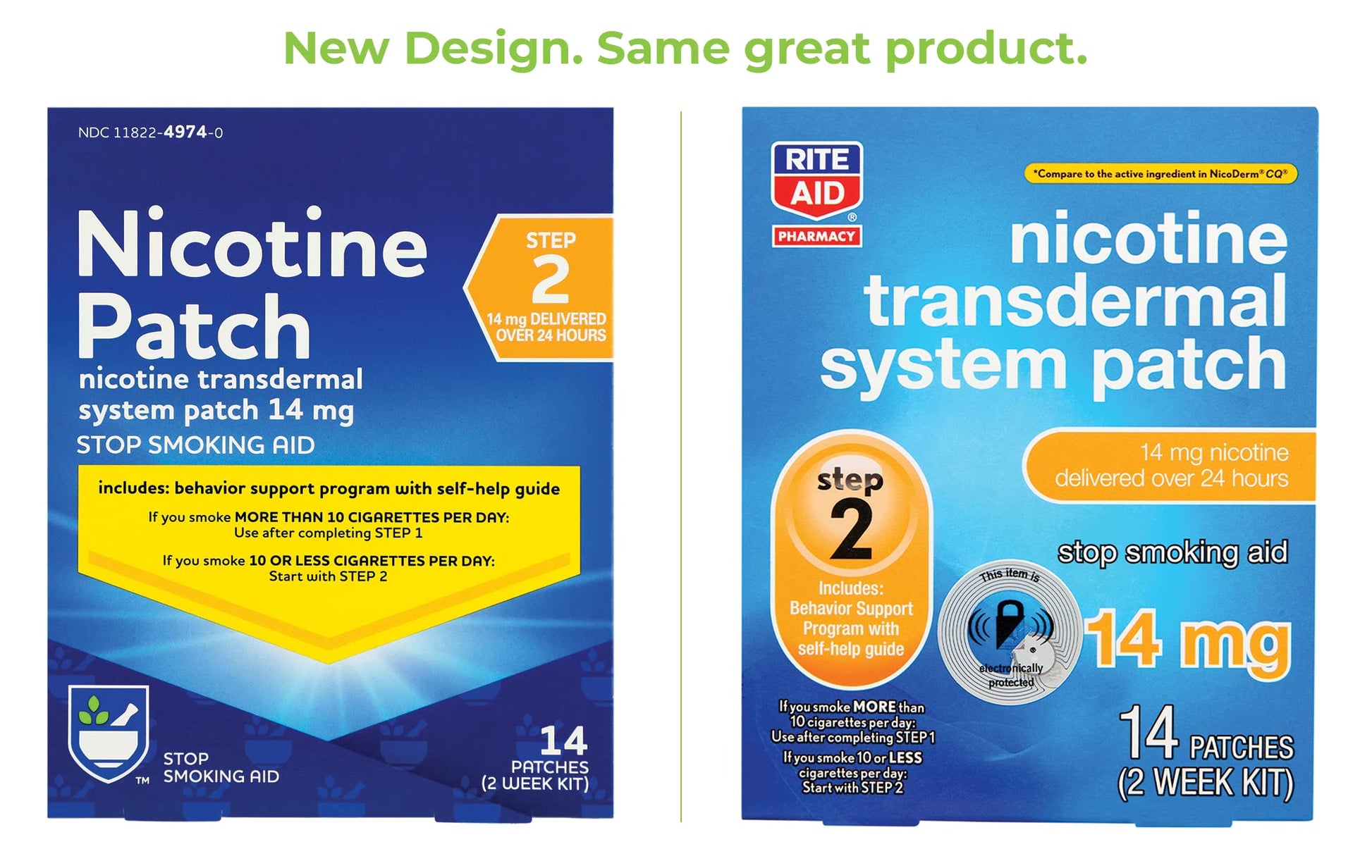 Rite Aid Nicotine Transdermal System Patch, Step 2, 14mg - 14 ct, Nicotine Rite Aid