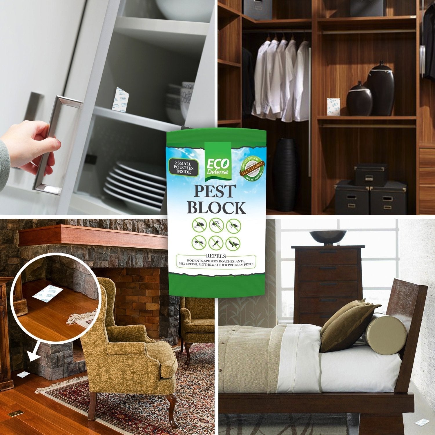 Eco Defense Pest Control Pouches - All Natural - Repels Rodents, Spiders Eco Defense