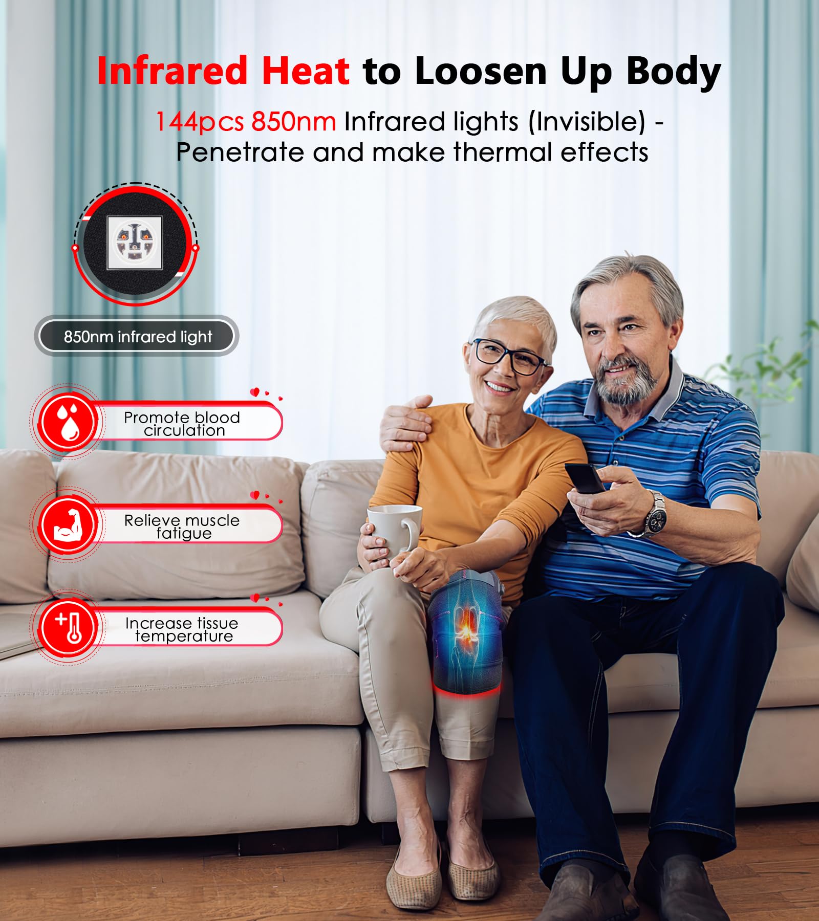 Red Light Therapy for Knee, Infrared Red Light Therapy Device Wrap Belt with 660nm Red Light RUISQM