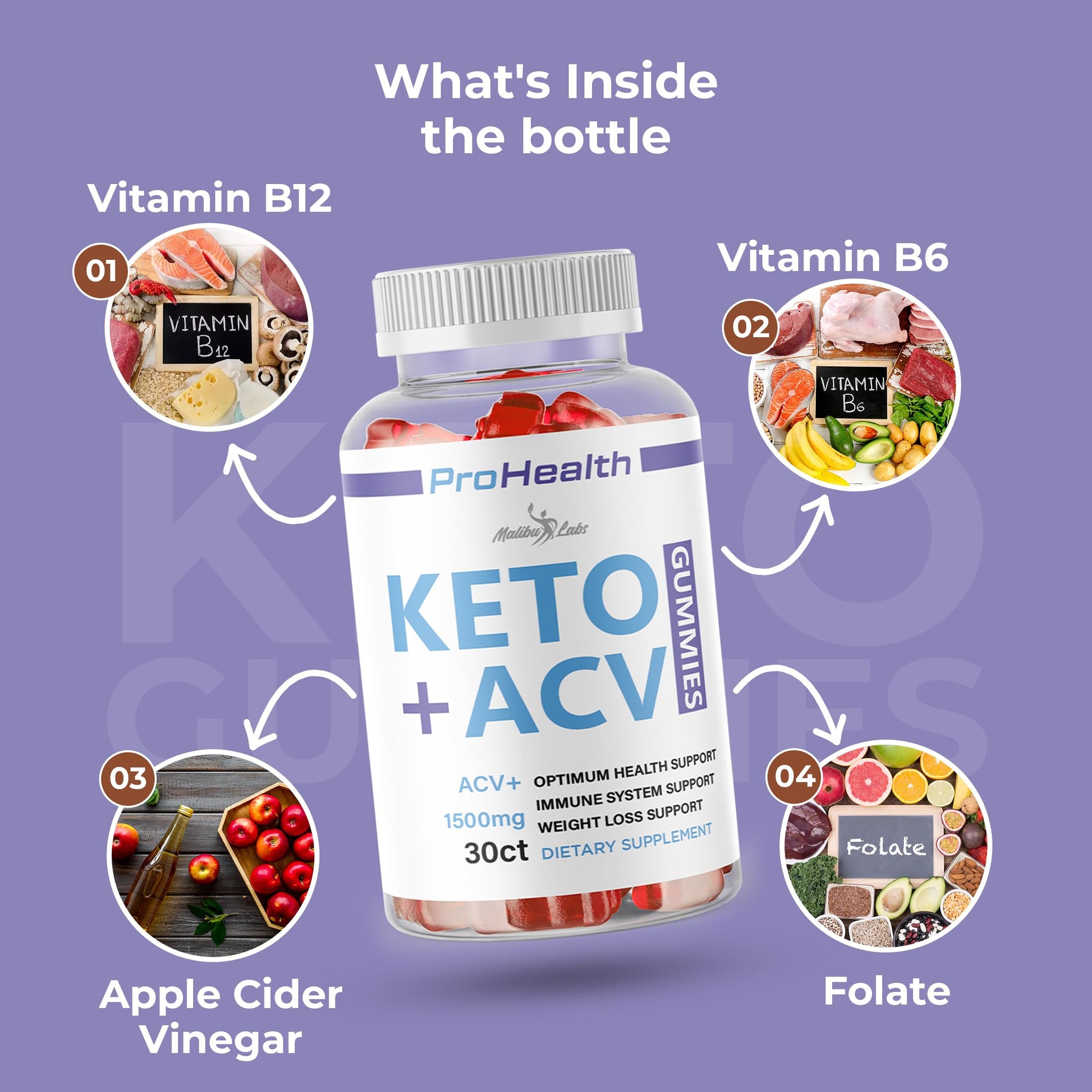 prohealth Keto acv Gummies - 1500mg Once a Day Keto, Strong Time Released Advanced Malibu Labs