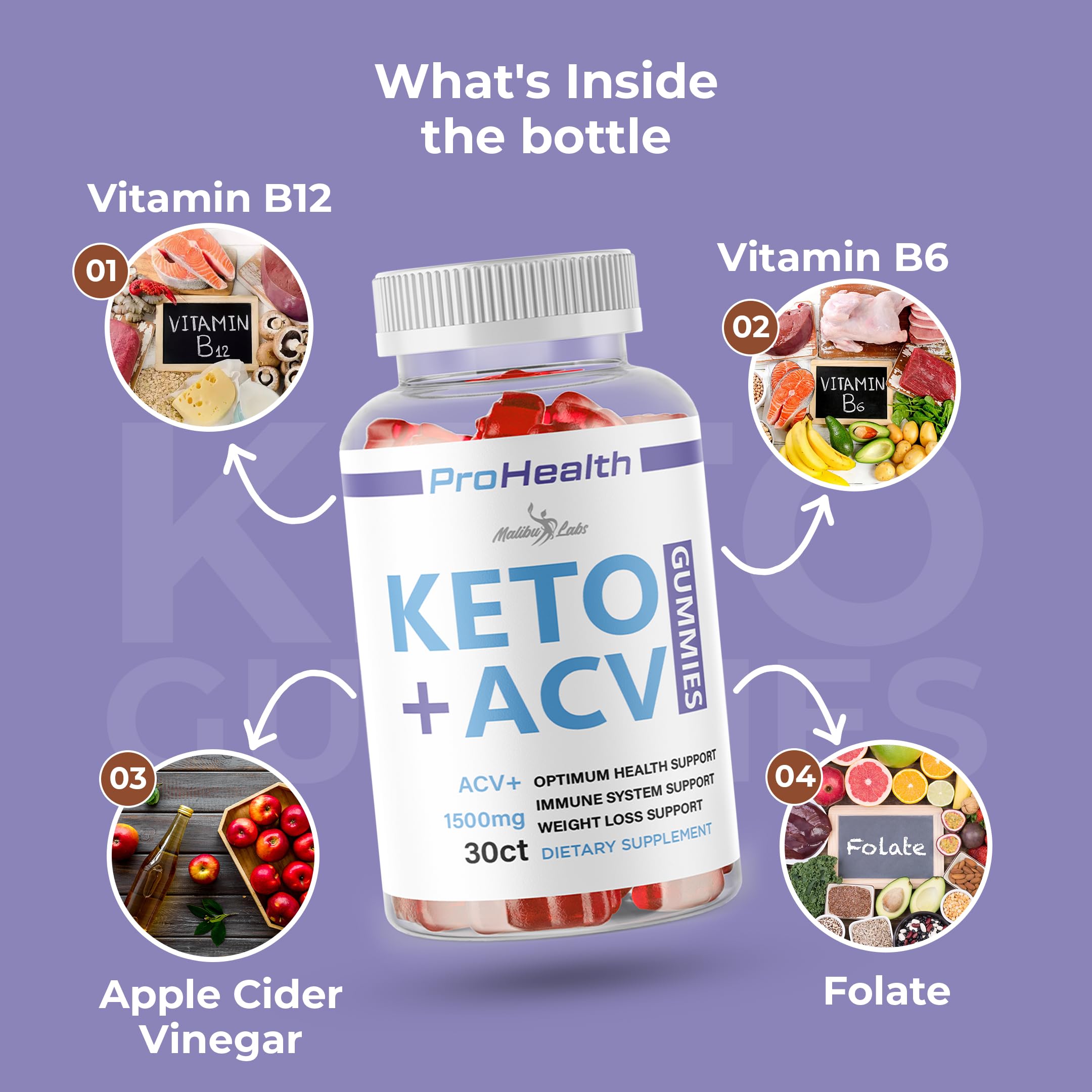 prohealth Keto acv Gummies - 1500mg Once a Day Keto, Strong Time Released Advanced Malibu Labs