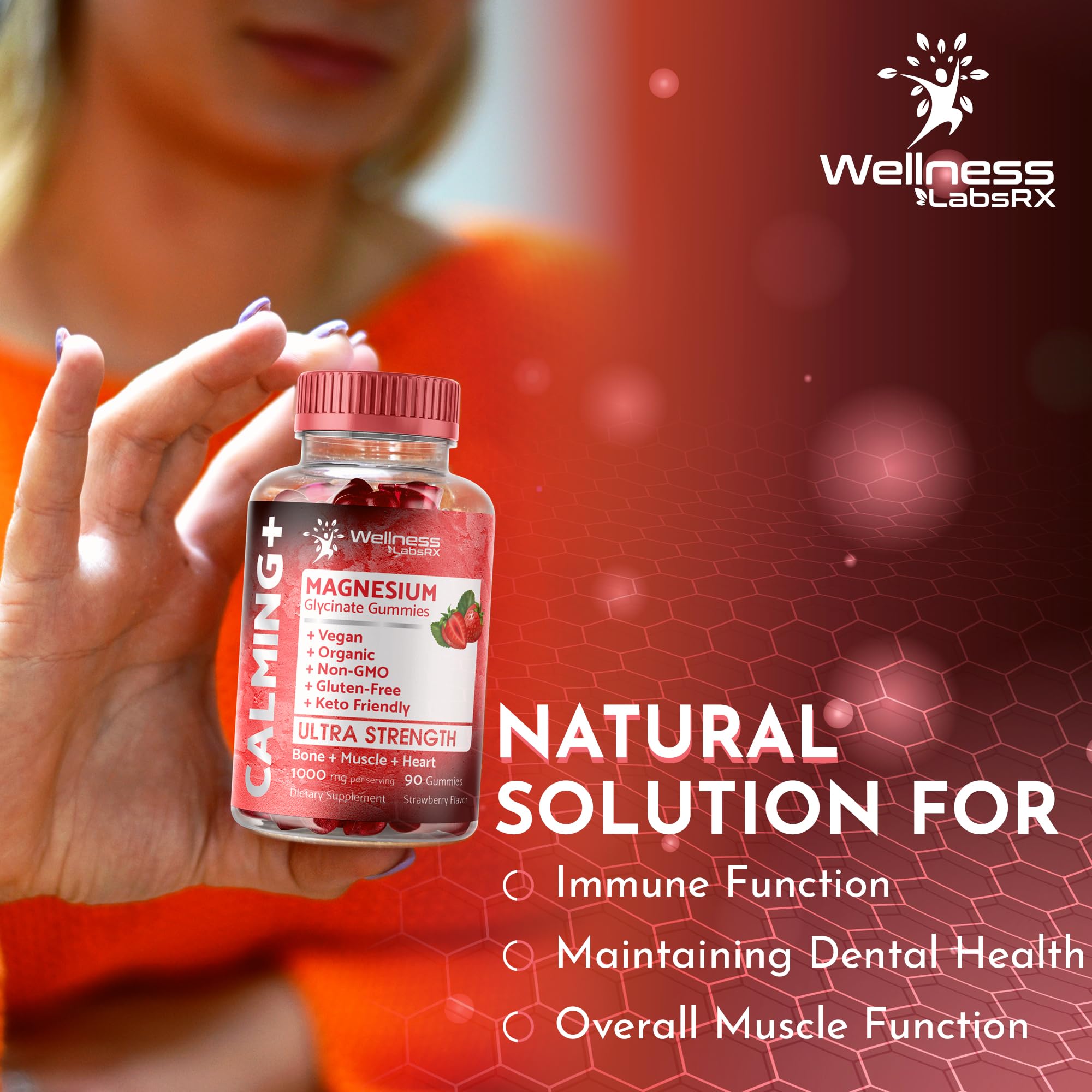 Magnesium Glycinate Gummies - 1000 mg - Magnesium Supplement to Support WELLNESS LABSRX