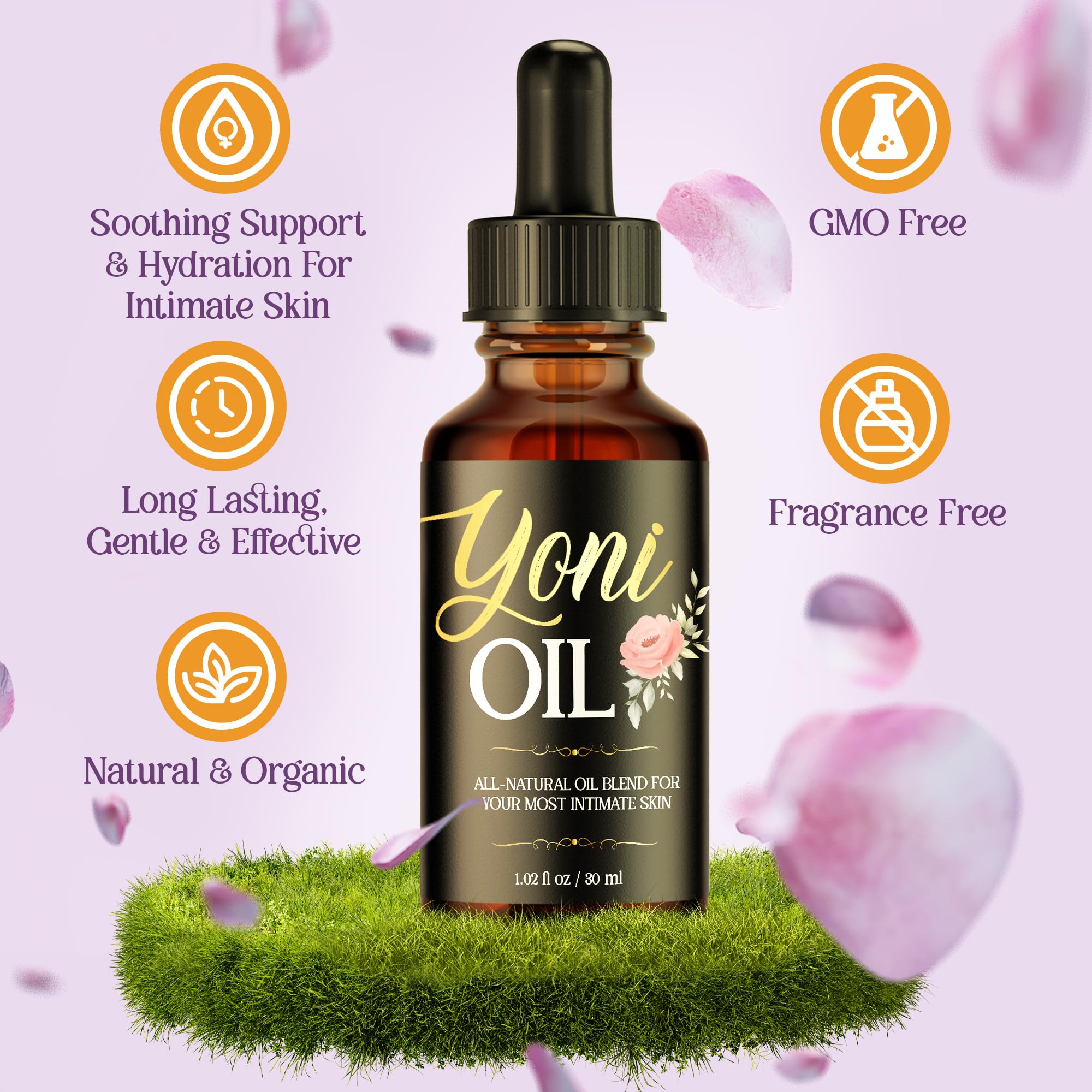 vibraxlabs Yoni Oil 1 Oz. Rose Scented Daily Feminine Wash Vulva Oil for pH Balance and Female Dryness vibraxlabs