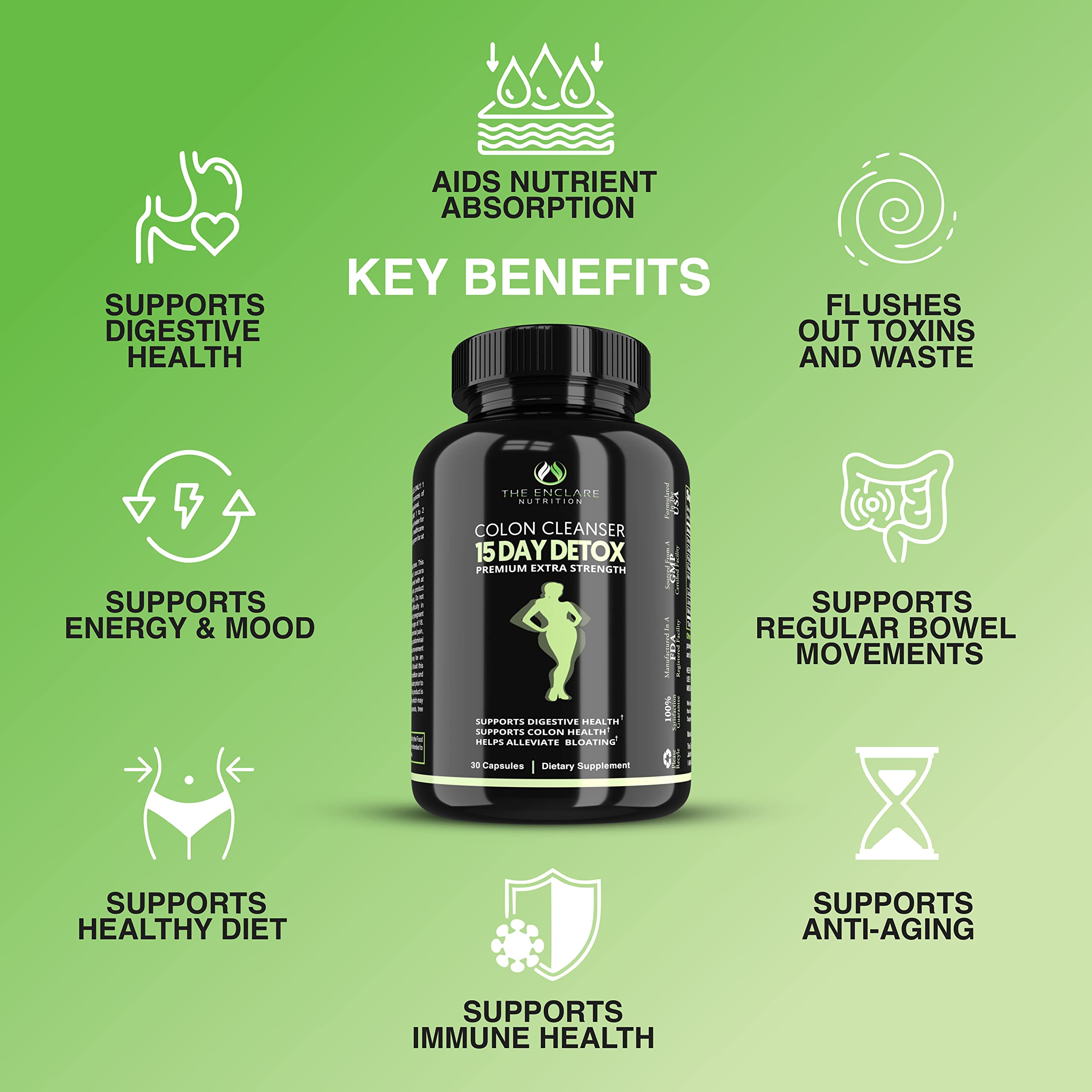 Colon Cleanse Fast-Acting Colon Cleanser Detox. Healthy Bowel Movement THE ENCLARE NUTRITION