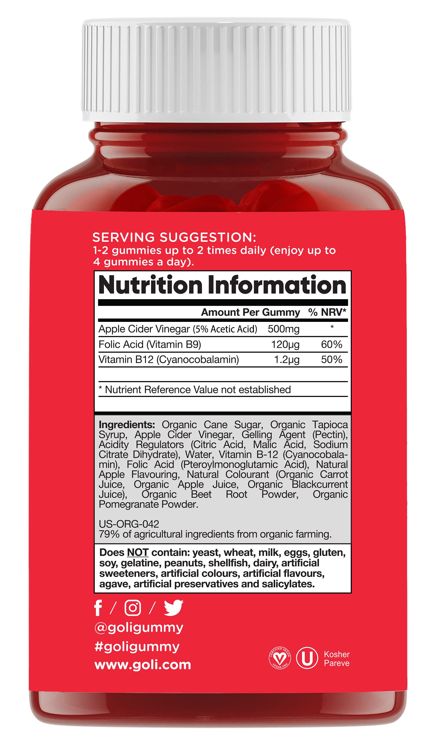 Goli Nutrition Goli nutrition World's First Apple Cider Vinegar Gummies 60 Count, 60 Count Goli