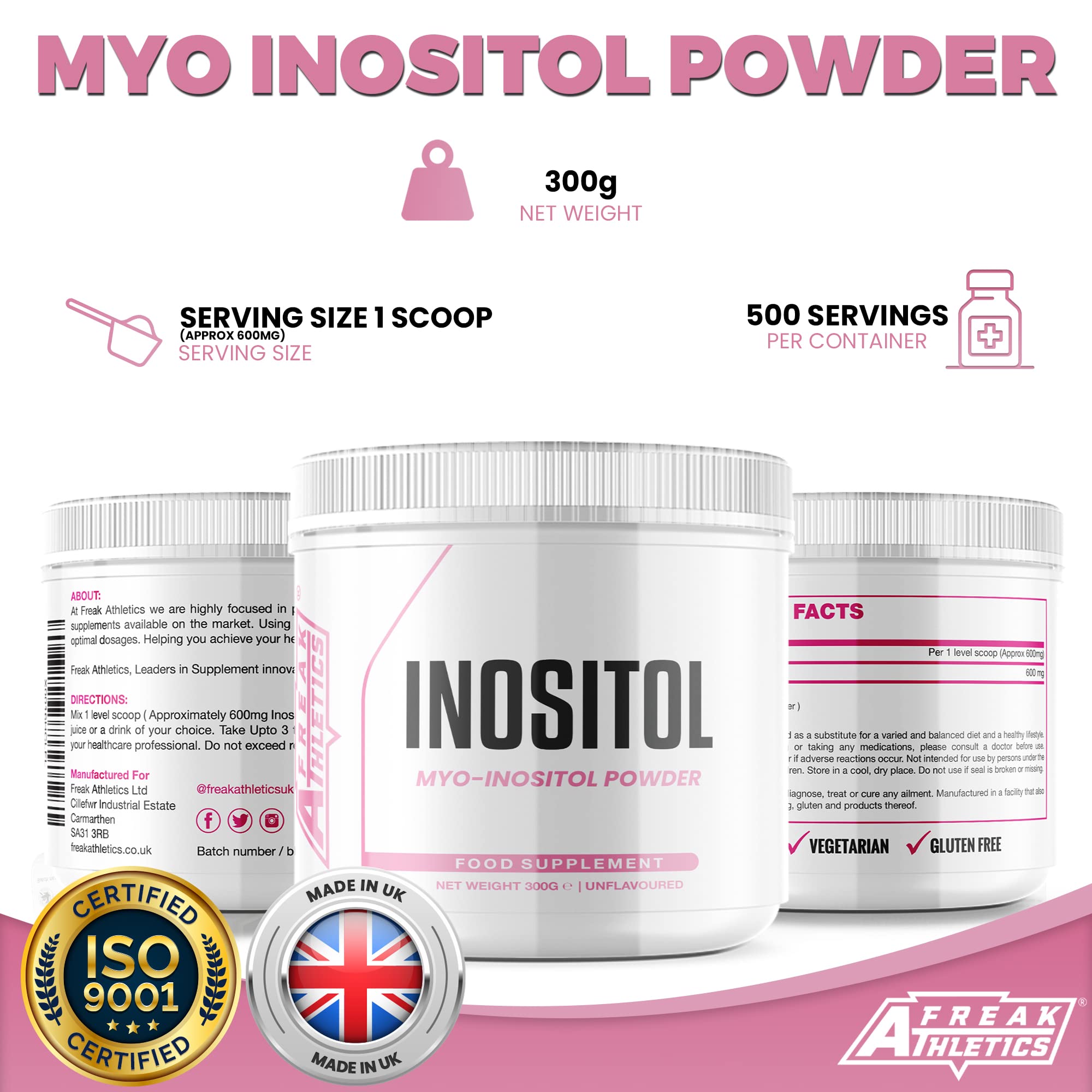 Inositol (Myo-Inositol) Powder 300g | Premium Myo Inositol Powder - Supports Women Freak Athletics