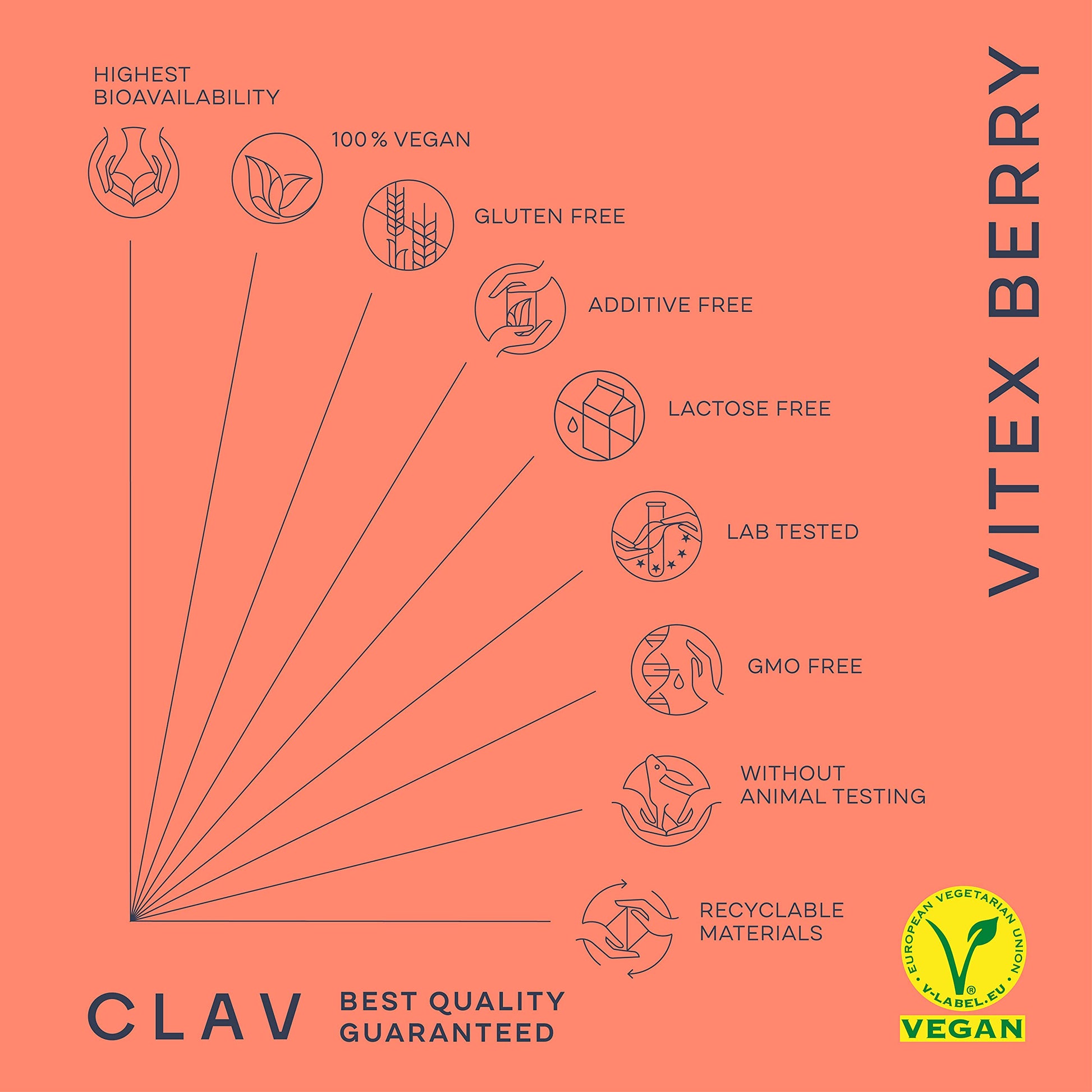 Vitex Berry - Premium Chasteberry 4:1 Extract (Vitex Agnus Castus) - Menopause & PMS Support CLAV