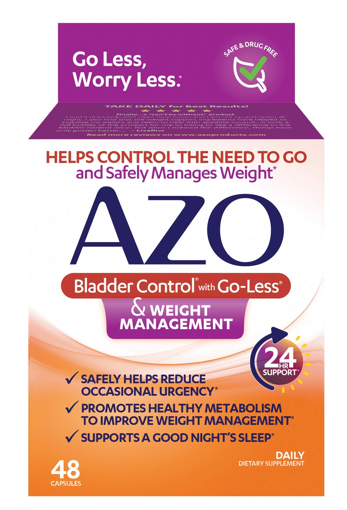 AZO Bladder Control with Go-Less® & Weight Management Dietary Supplement & Yeast Plus Dual Relief AZO
