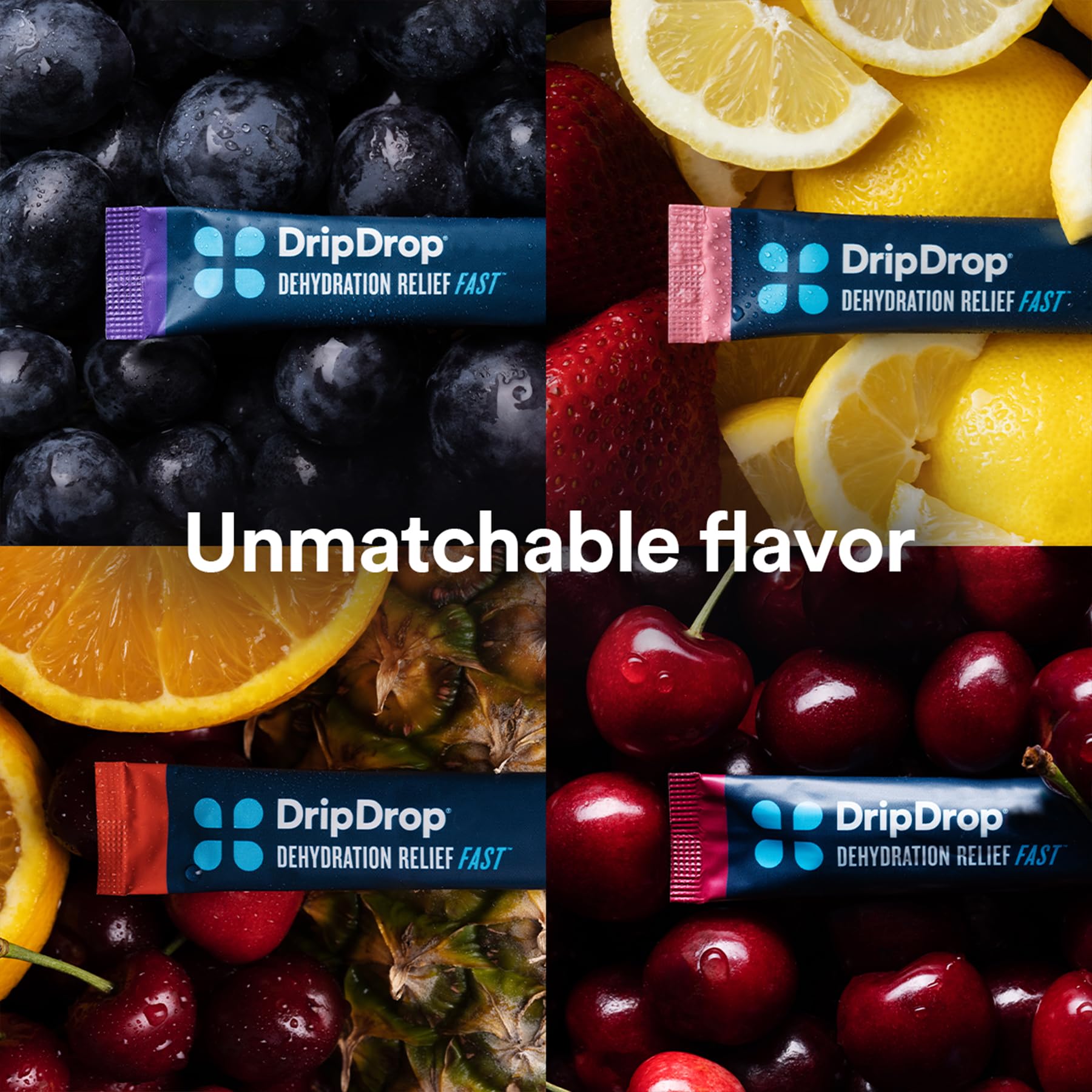 DripDrop Hydration - Electrolyte Powder Packets - Grape, Fruit Punch, Strawberry Lemonade DripDrop