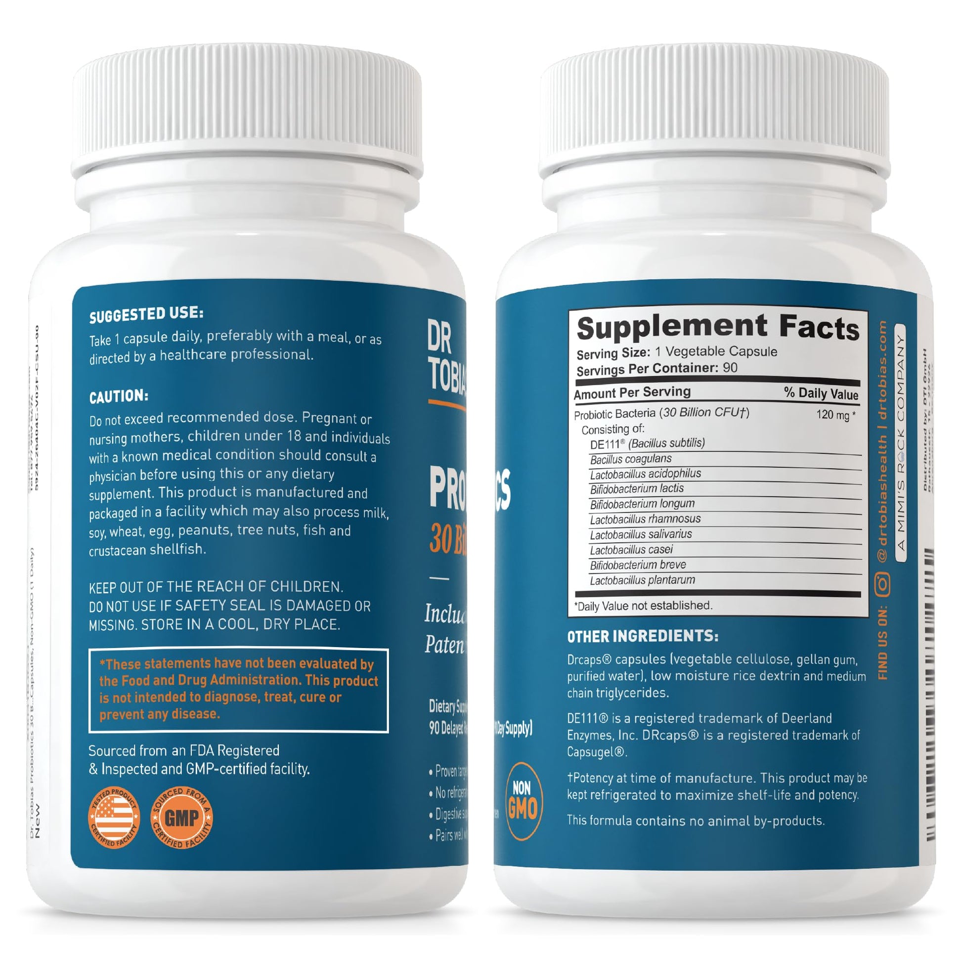 Dr. Tobias Probiotics 30 Billion, 10 Strains, 30 Billion CFU's, Targeted Release Probiotics Dr. Tobias