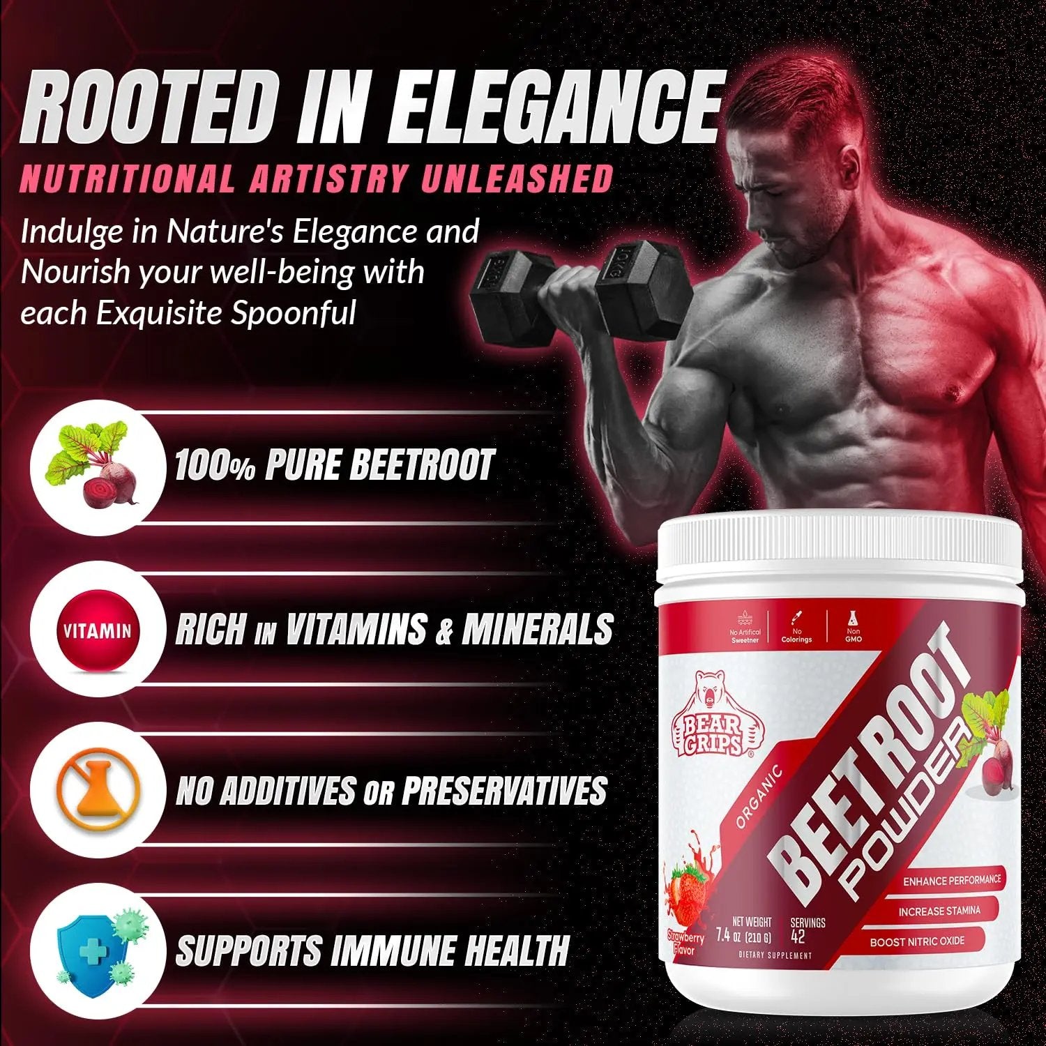 Organic Beet Root Powder - Nitric Oxide Supplement Super Food Beets Supplements Bear Grips