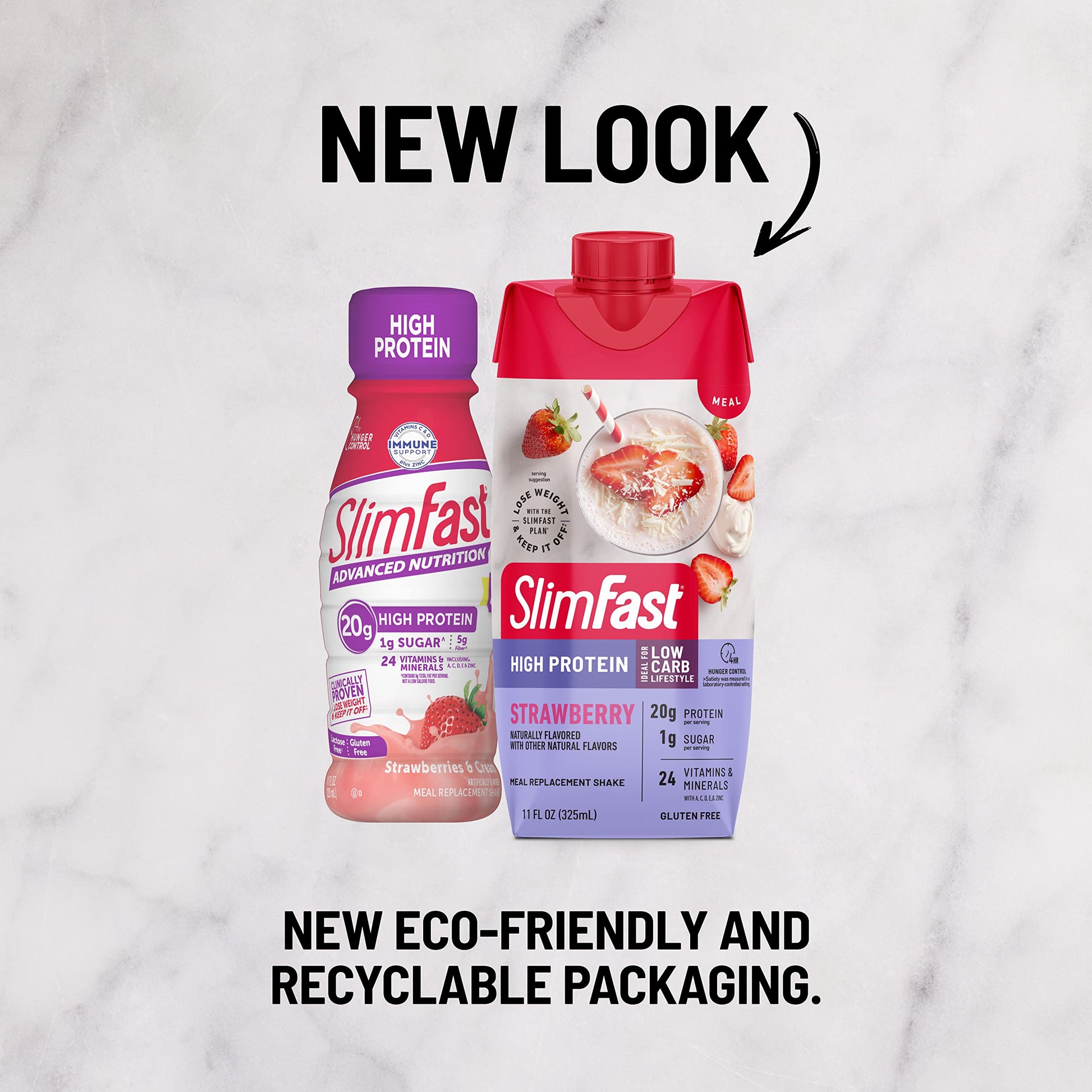 SlimFast Protein Shake, Strawberry- 20g Protein, Meal Replacement Shake Ready to Drink SlimFast