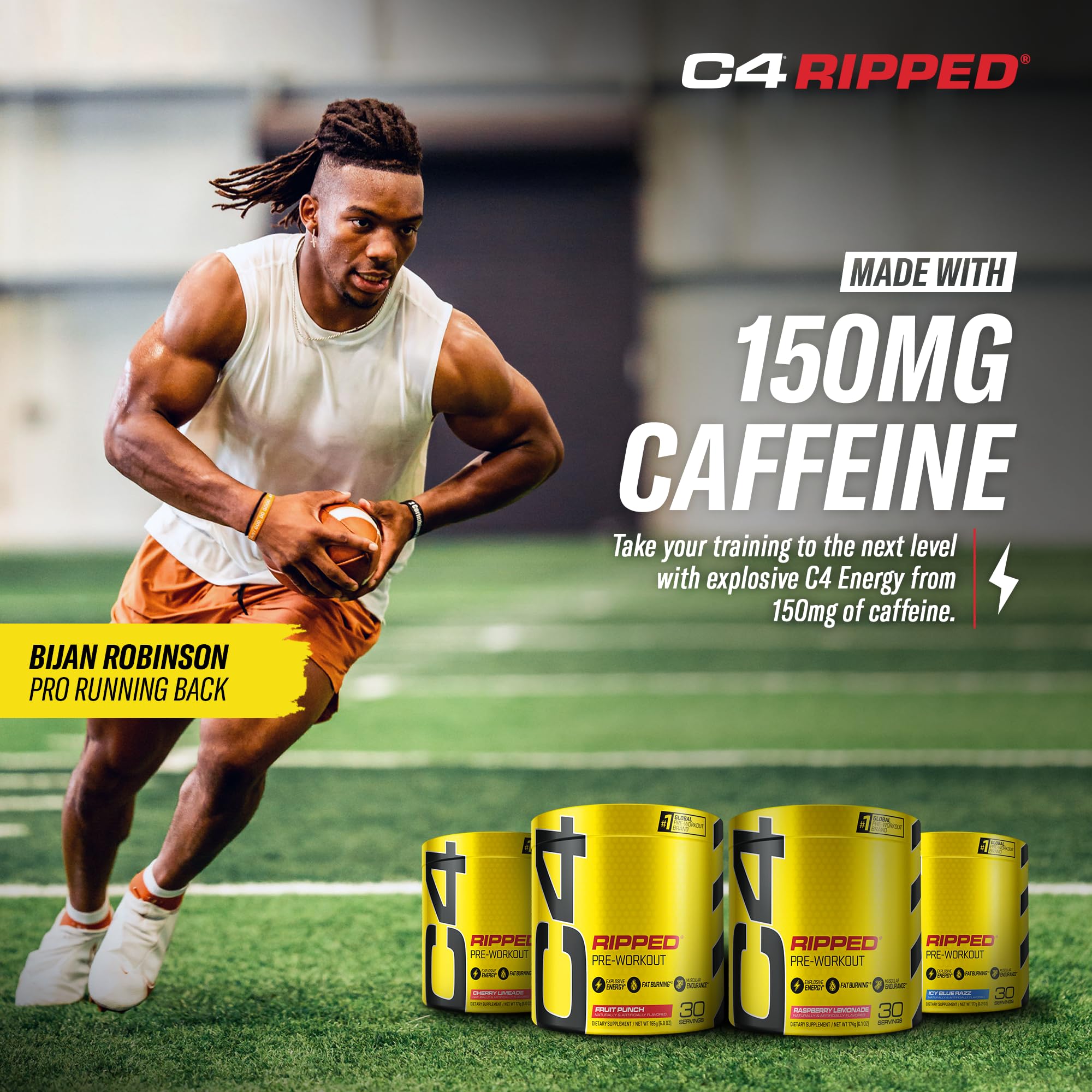 Cellucor C4 Ripped Pre Workout Powder Cherry Limeade | Creatine Free + Sugar Free Cellucor