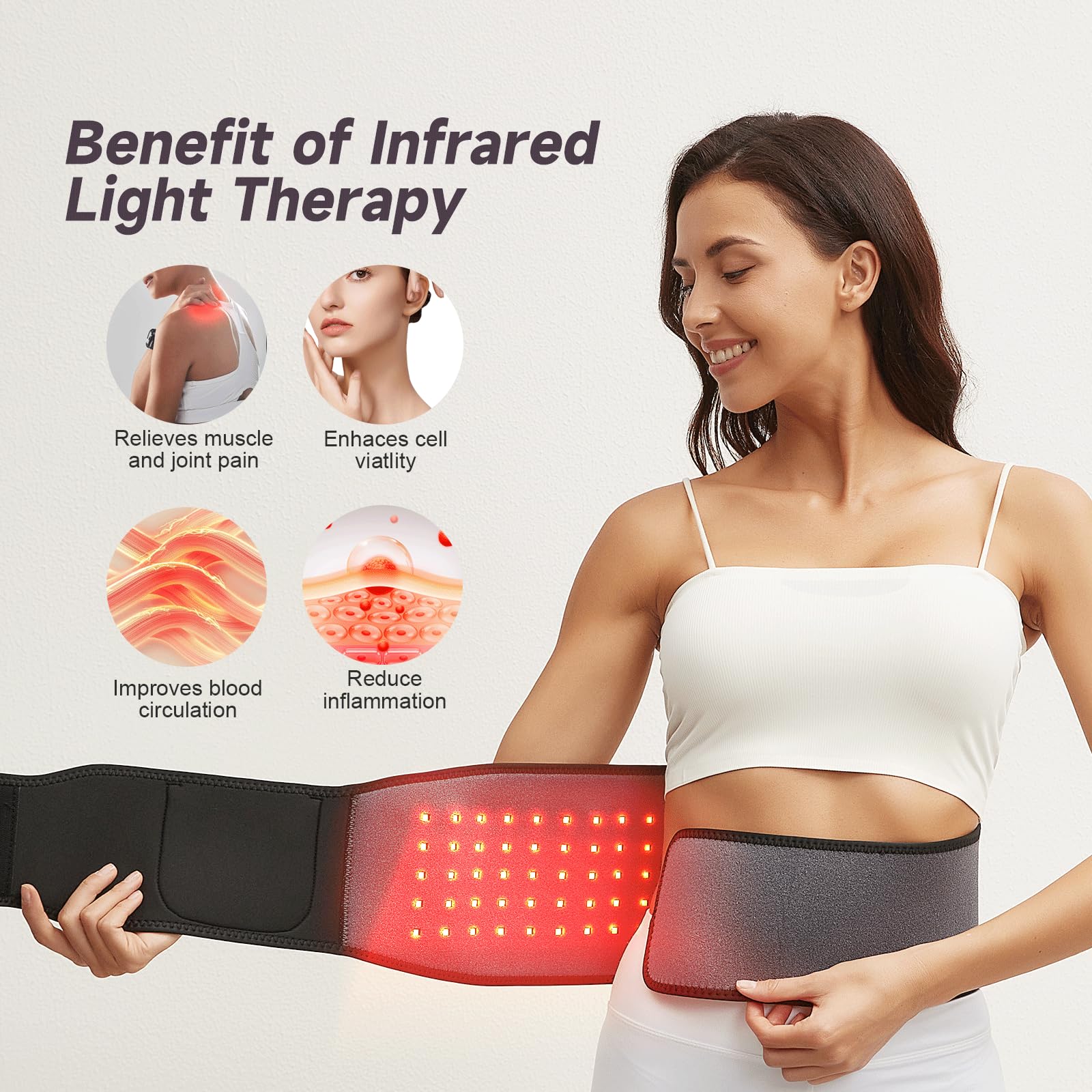 Headot Red Light Therapy Wrap Belt for Body, Men and Women Gift,100 LEDs,5Gears 9Timers HeaDot
