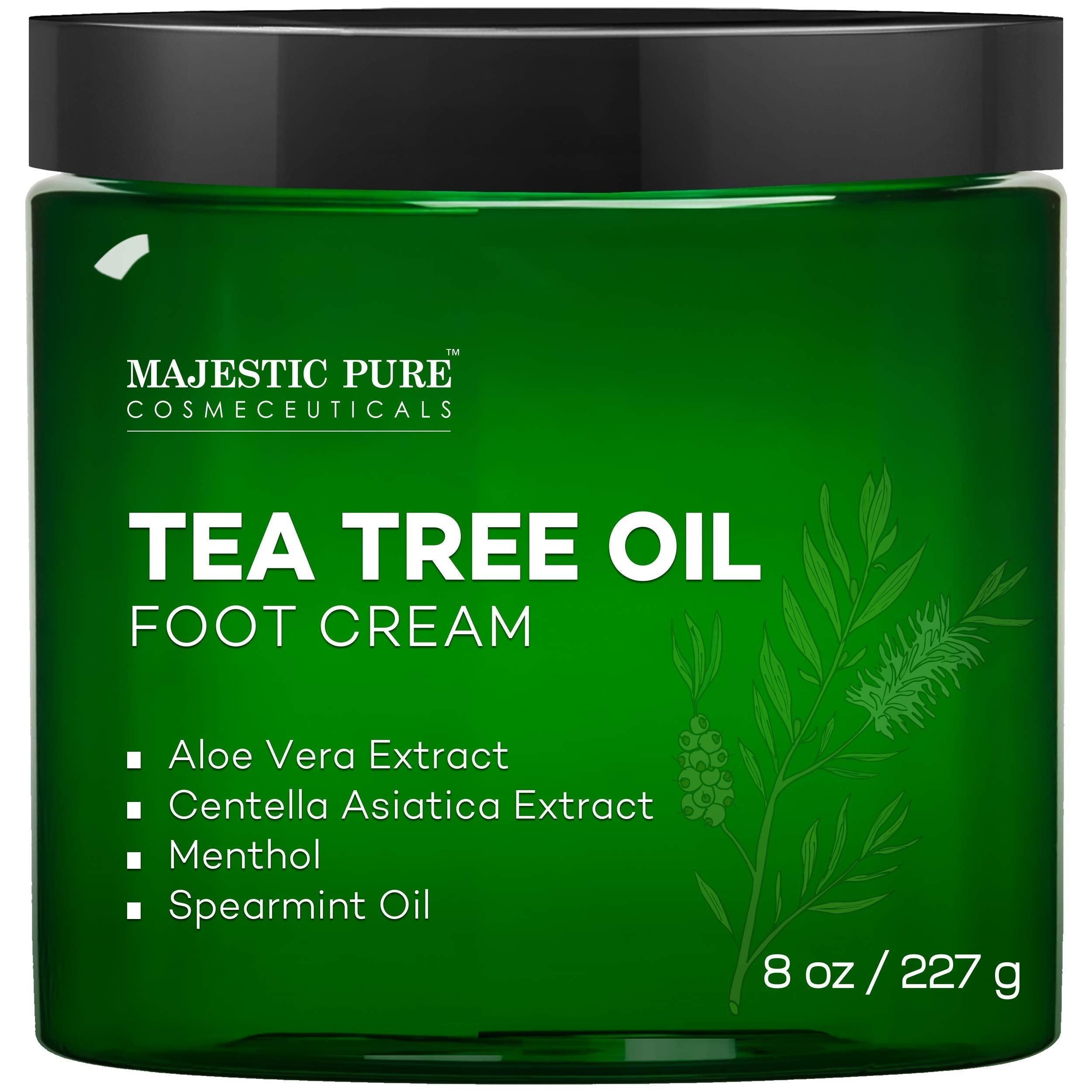 MAJESTIC PURE Athletes Foot Cream with Tea Tree Oil, Aloe & Spearmint - Hydrates MAJESTIC PURE