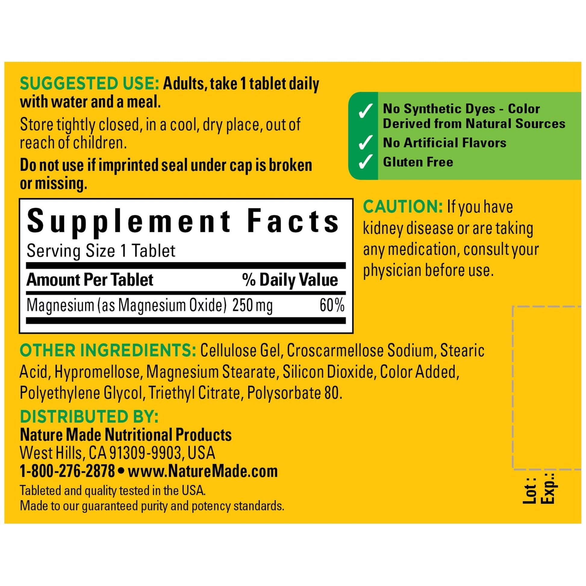 Nature Made Magnesium Oxide 250 mg, Dietary Supplement for Muscle, Heart Nature Made