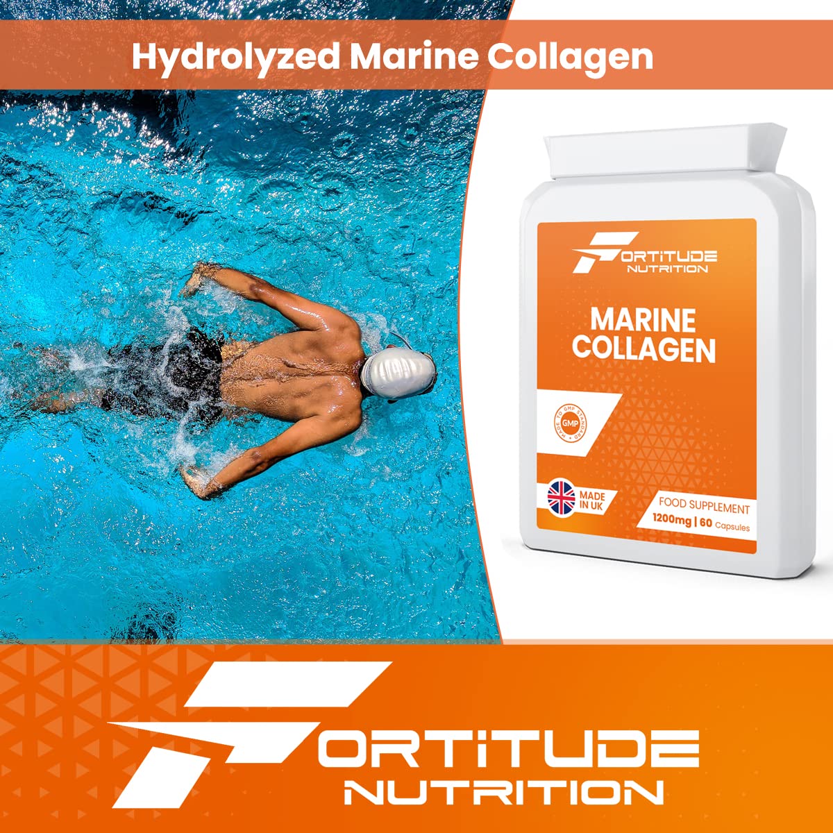 Marine Collagen Capsules | Hydrolyzed Marine Collagen with Vitamin C | High Strength Collagen Fortitude Nutrition