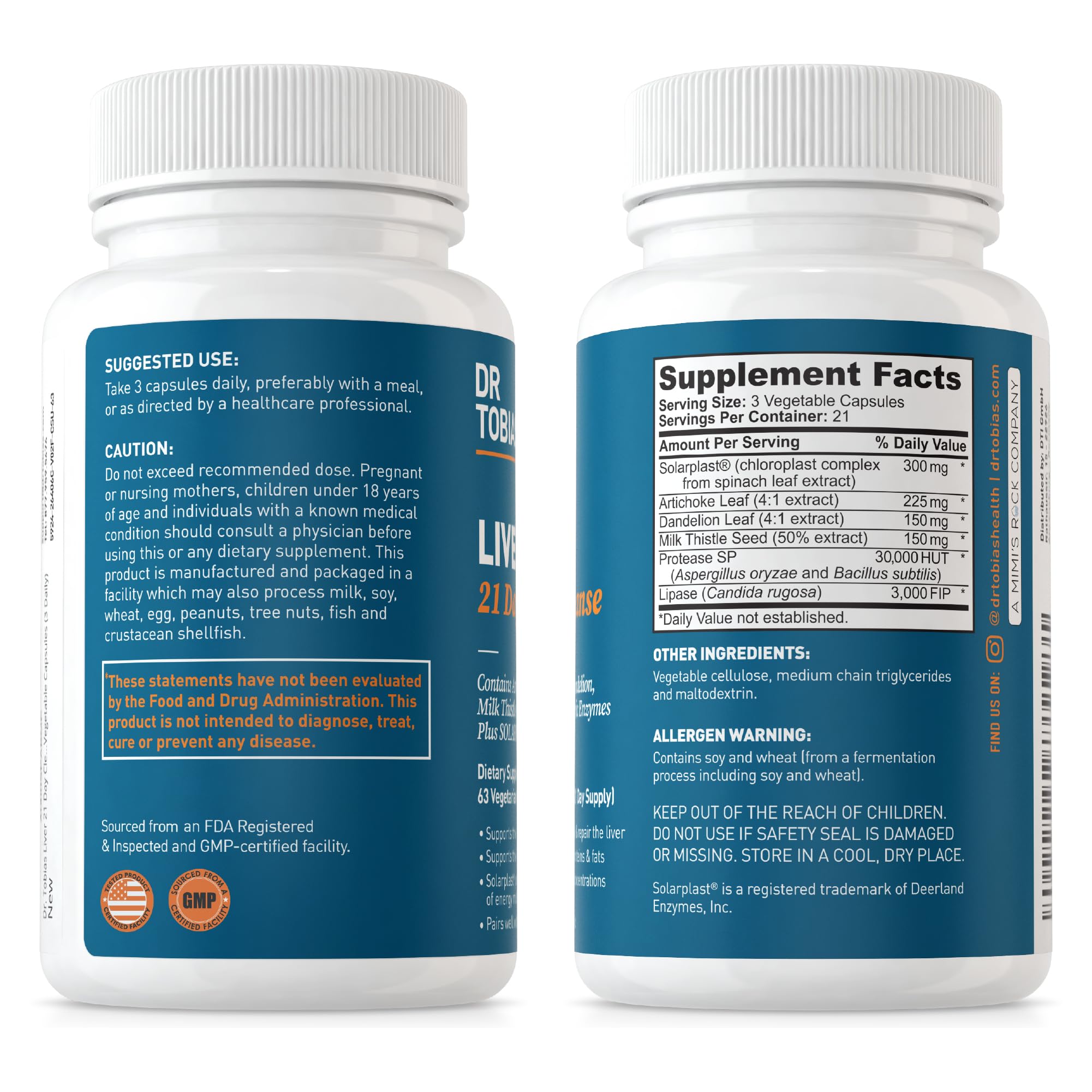 Dr. Tobias Liver 21 Day Cleanse, Herbal Liver Detox Cleanse with Solarplast, Artichoke Dr. Tobias