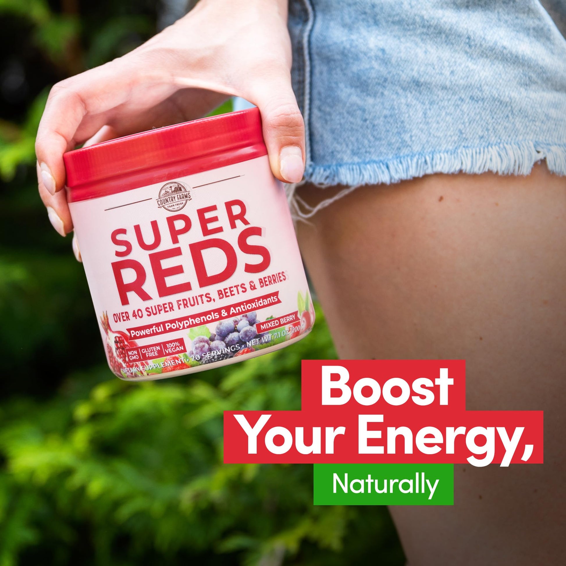 COUNTRY FARMS Super Reds, Energizing Polyphenol Superfood, Over 40 Super Fruits COUNTRY FARMS