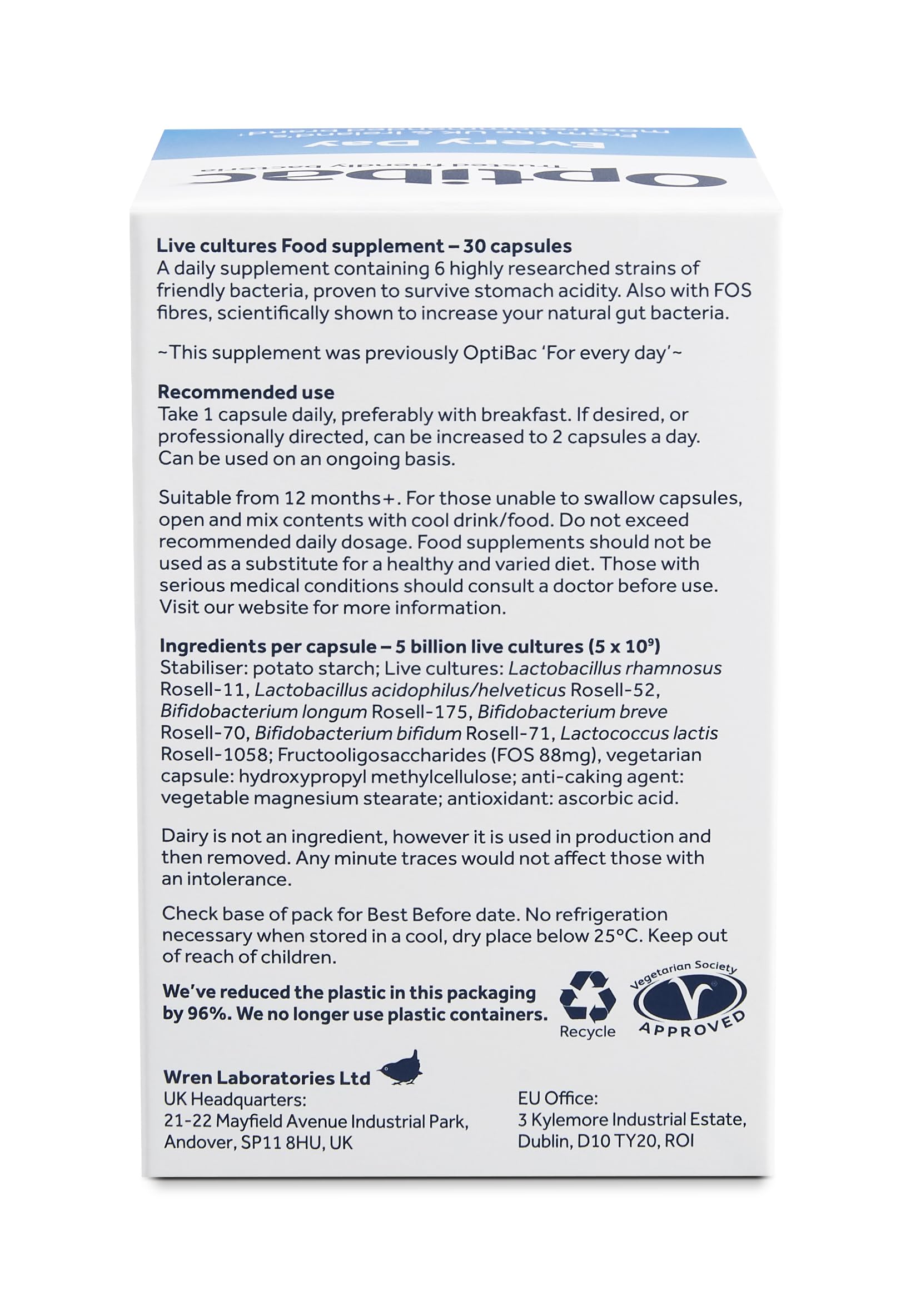 Optibac Probiotics Every Day - Digestive Probiotic Supplement with 5 Billion Bacterial OptiBac