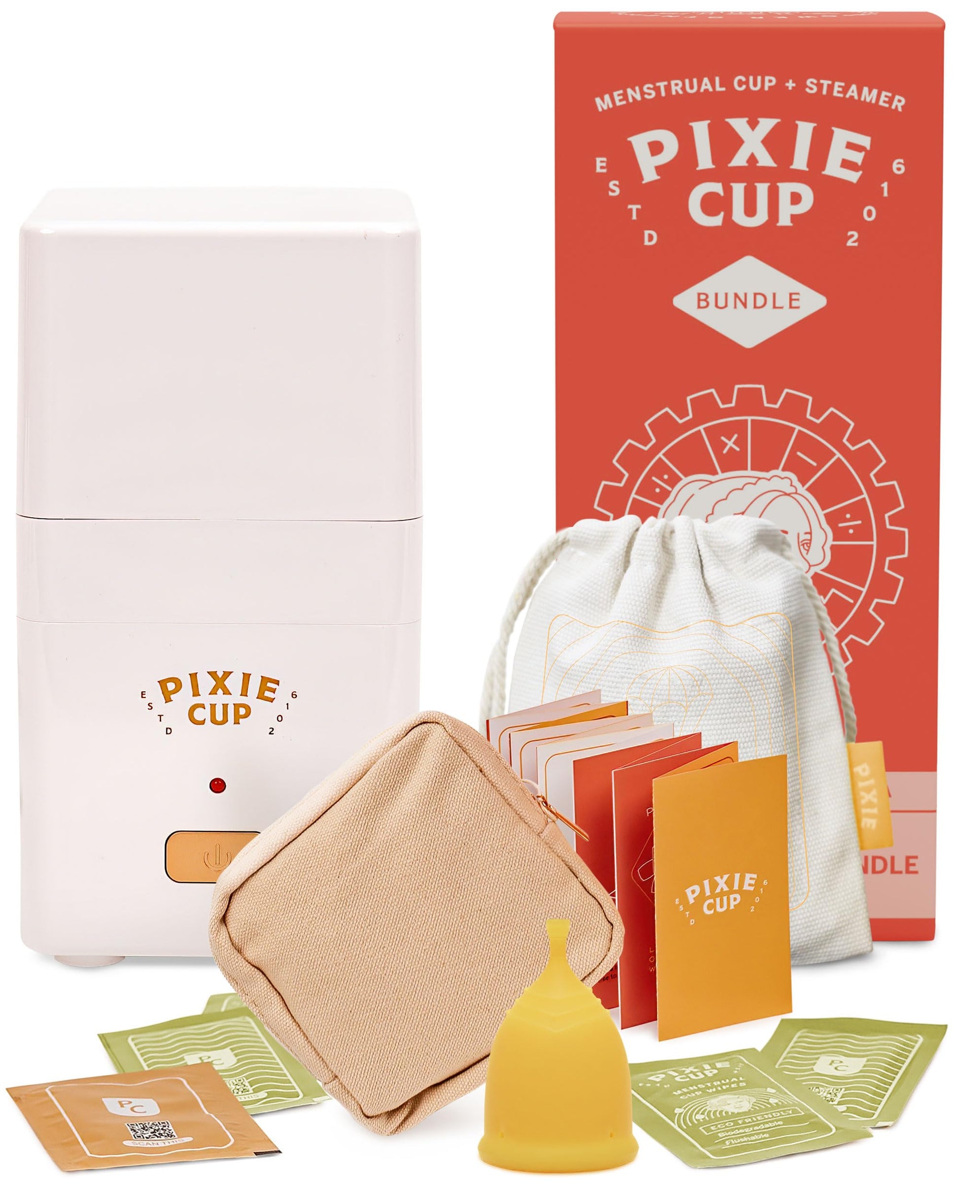 Pixie Menstrual Cup Steamer Sterilizer with A Small Period Cup - Ranked 1 for Most Comfortable Reusable