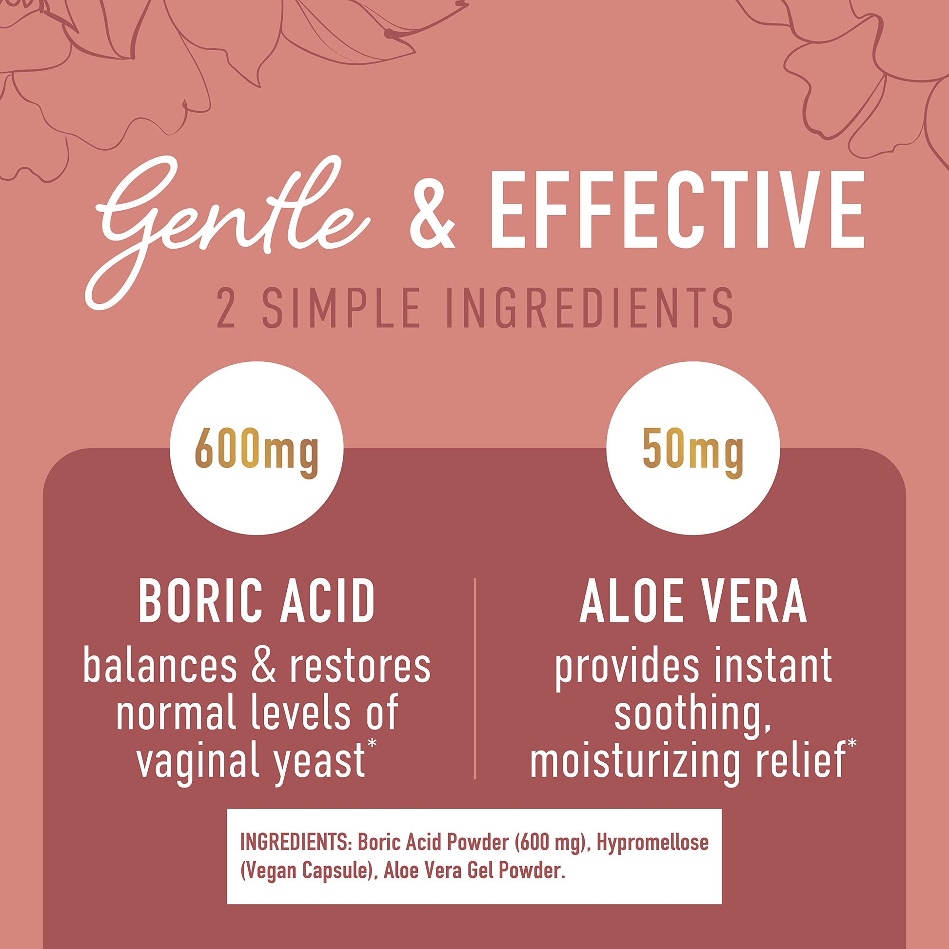 Boric Acid Suppositories for Women | 600mg | for pH Balance, Vaginal Odor & Itching | Feminine Intimate Health SMNutrition