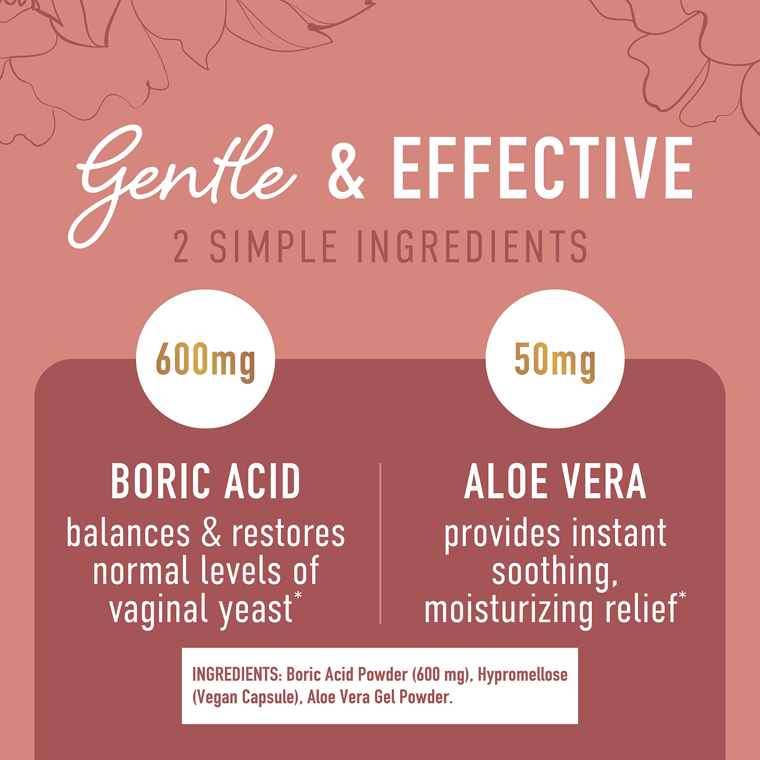 Boric Acid Suppositories for Women | 600mg | for pH Balance, Vaginal Odor & Itching | Feminine Intimate Health SMNutrition