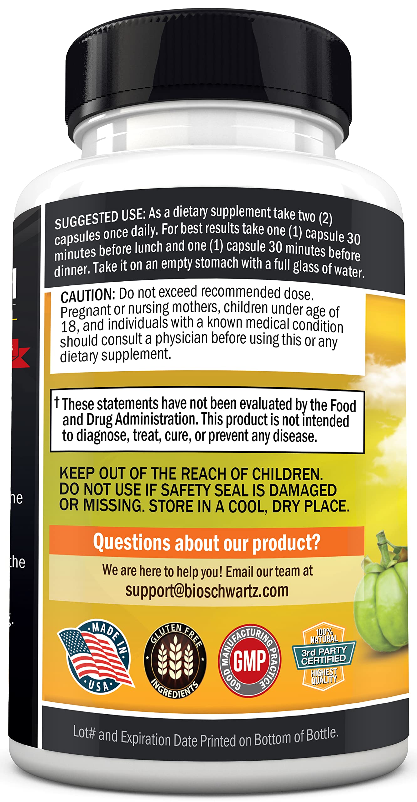 Garcinia Cambogia Weight Loss Pills - Maximum Strength Appetite Suppressant & Fat Burner BioSchwartz