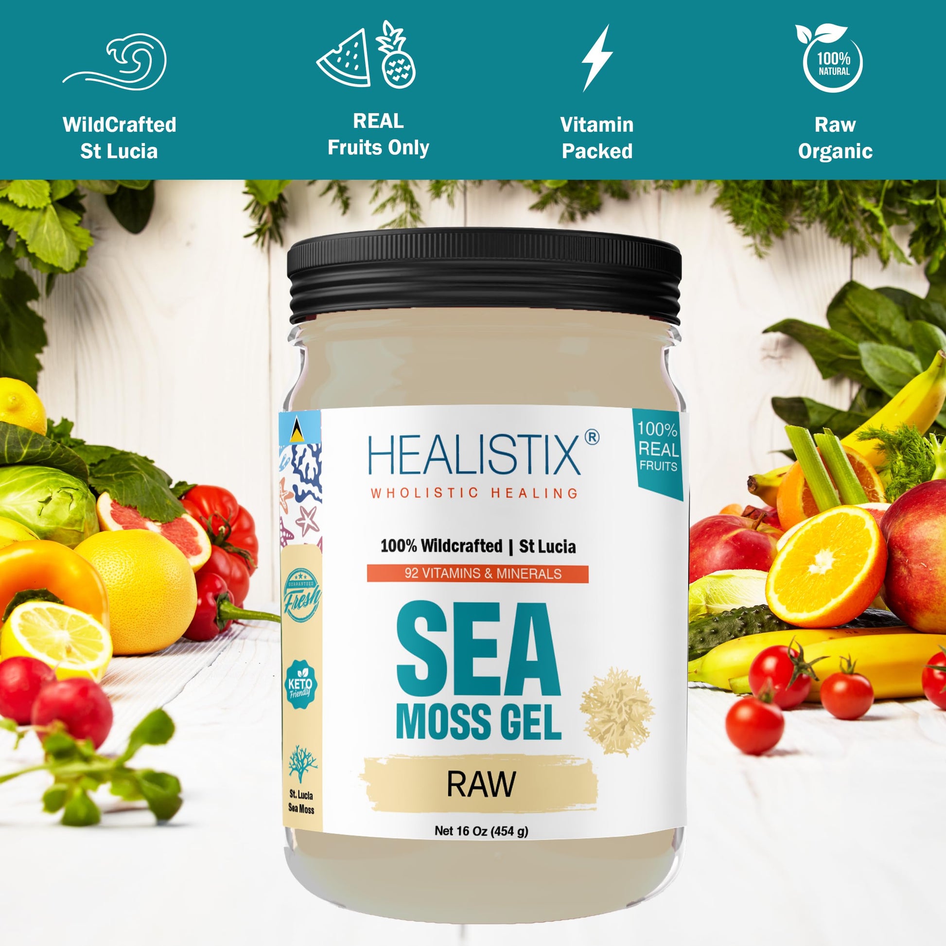 Healistix Irish Sea Moss Gel- St Lucia Wildcrafted Seamoss Gel, Packed with 92 Vitamins HX HEALISTIX