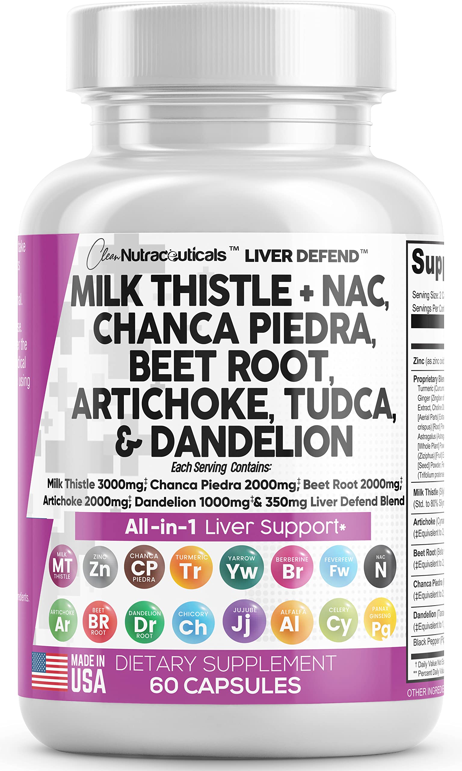 Milk Thistle 3000mg NAC Chanca Piedra 2000mg Beet Root 2000mg
