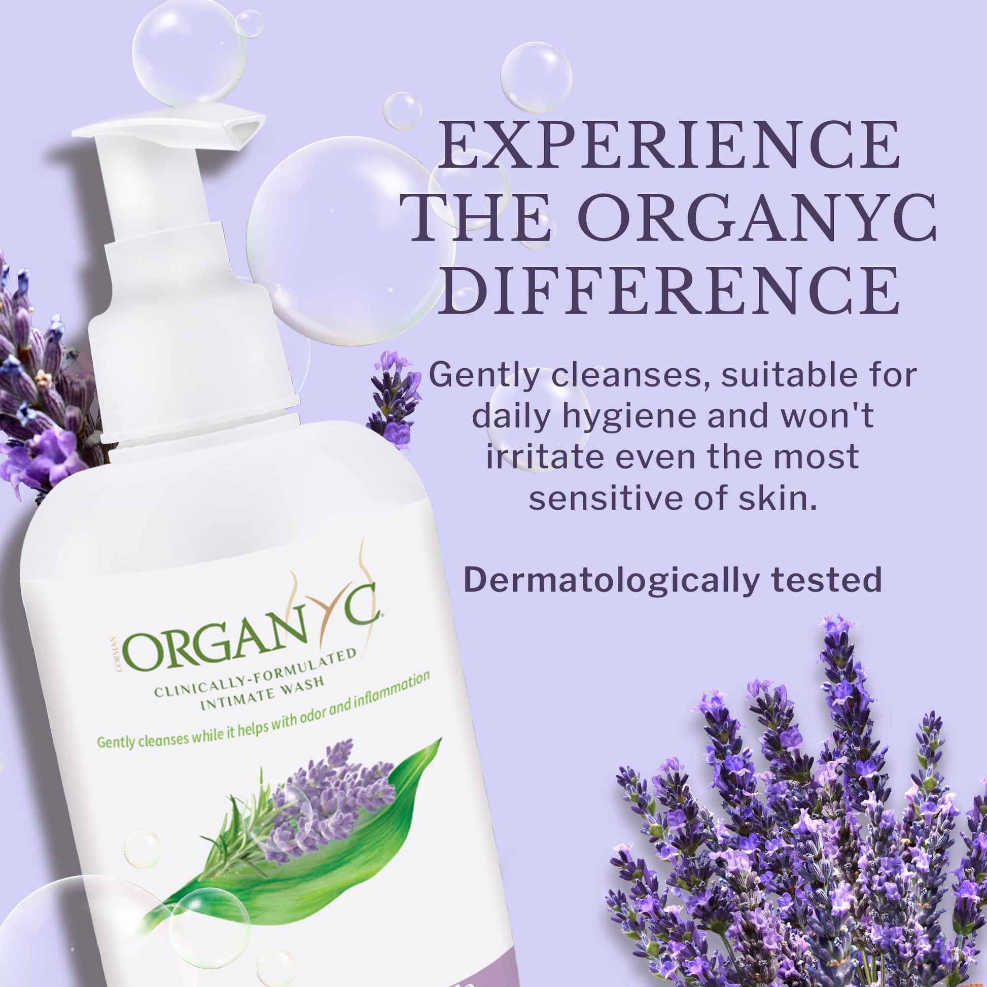 Organic Intimate Wash with Lavender Essential Oils & Flower Extracts, Gentle Cleansing Feminine Organyc