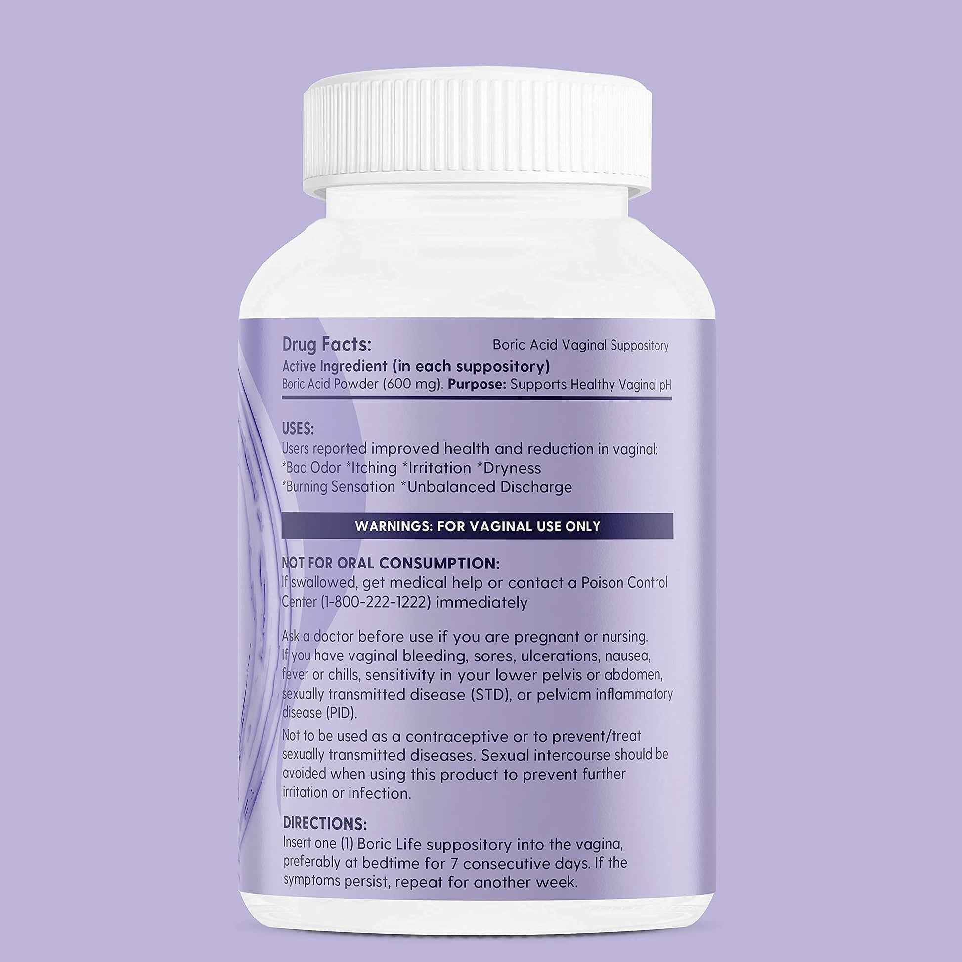 Peachlife Boric Acid Suppositories in Vegetable Capsules - USA Made - Vaginal pH Peachlife