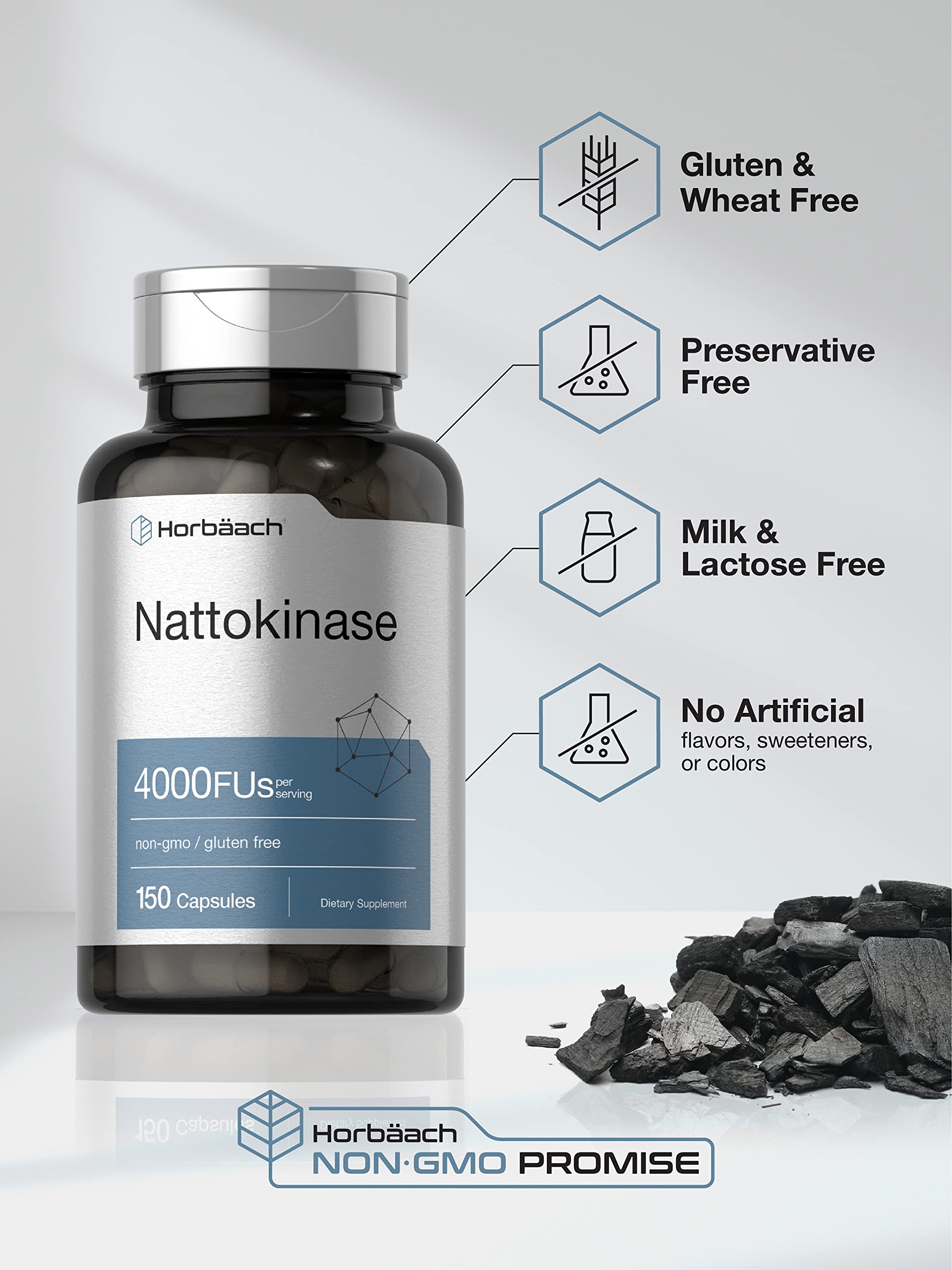 Nattokinase Supplement 4000 FU | 150 Capsules | Non-GMO, Gluten Free | by Horbaach Horbäach