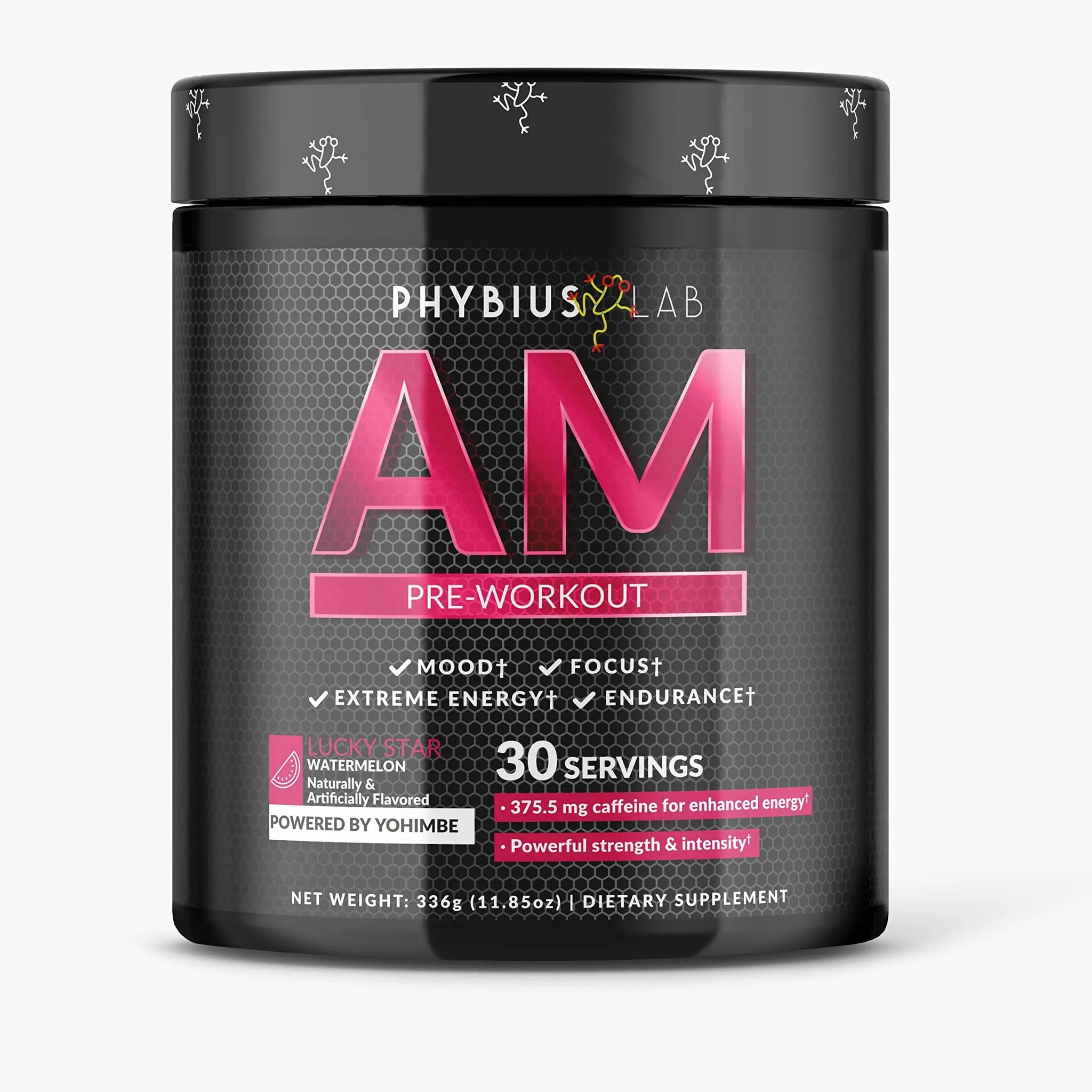 PHYBIUS Lab AM Pre-Workout (Sour Watermelon) Focus, Strength, Powder, 30 Servings