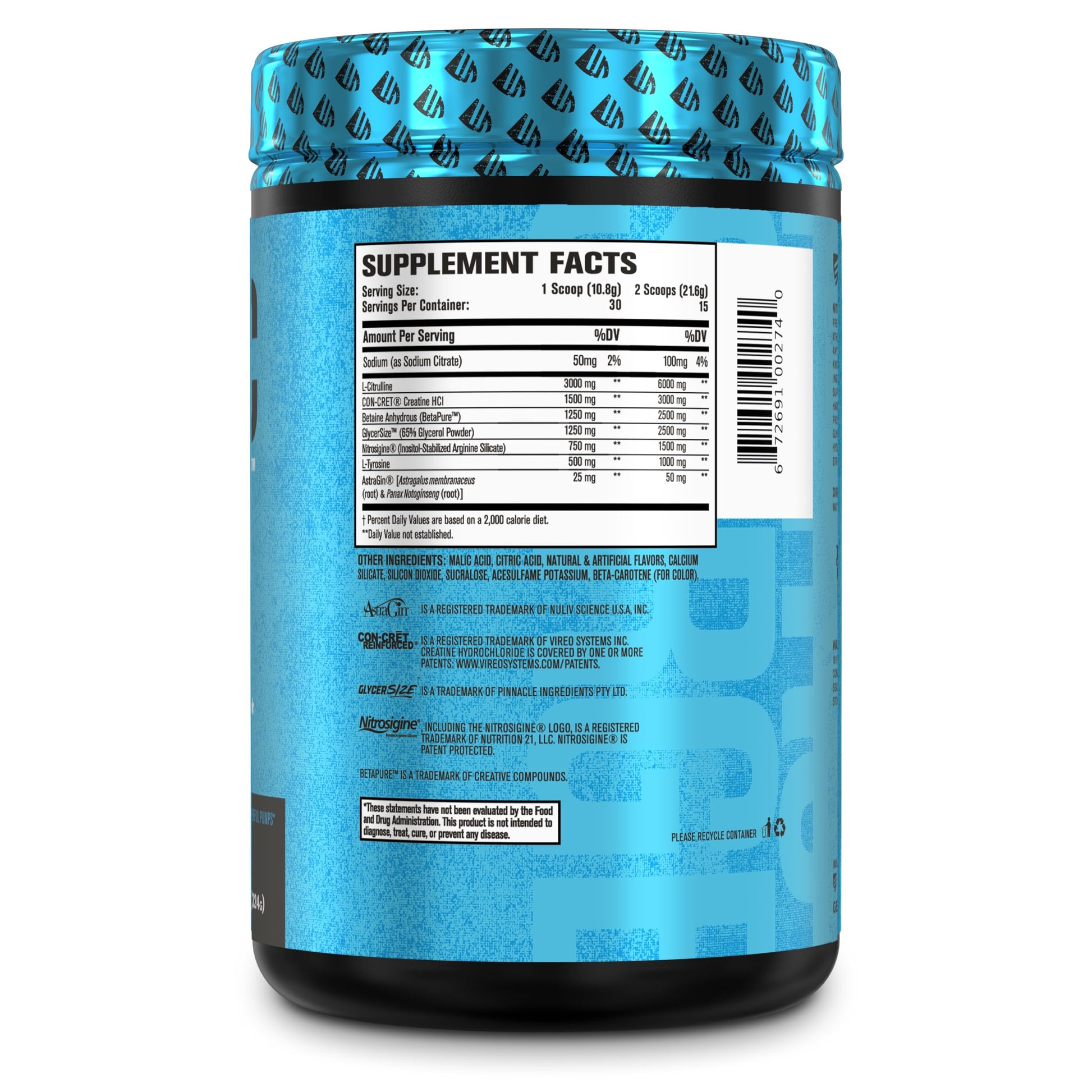 Nitric Surge Stim Free Pre Workout Powder - Caffeine Free Nitric Oxide Supplement Jacked Factory