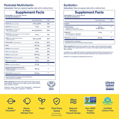 Ritual Postnatal Multivitamin and Gut Duo Supplements with Postnatal Vitamins and Synbiotic+
