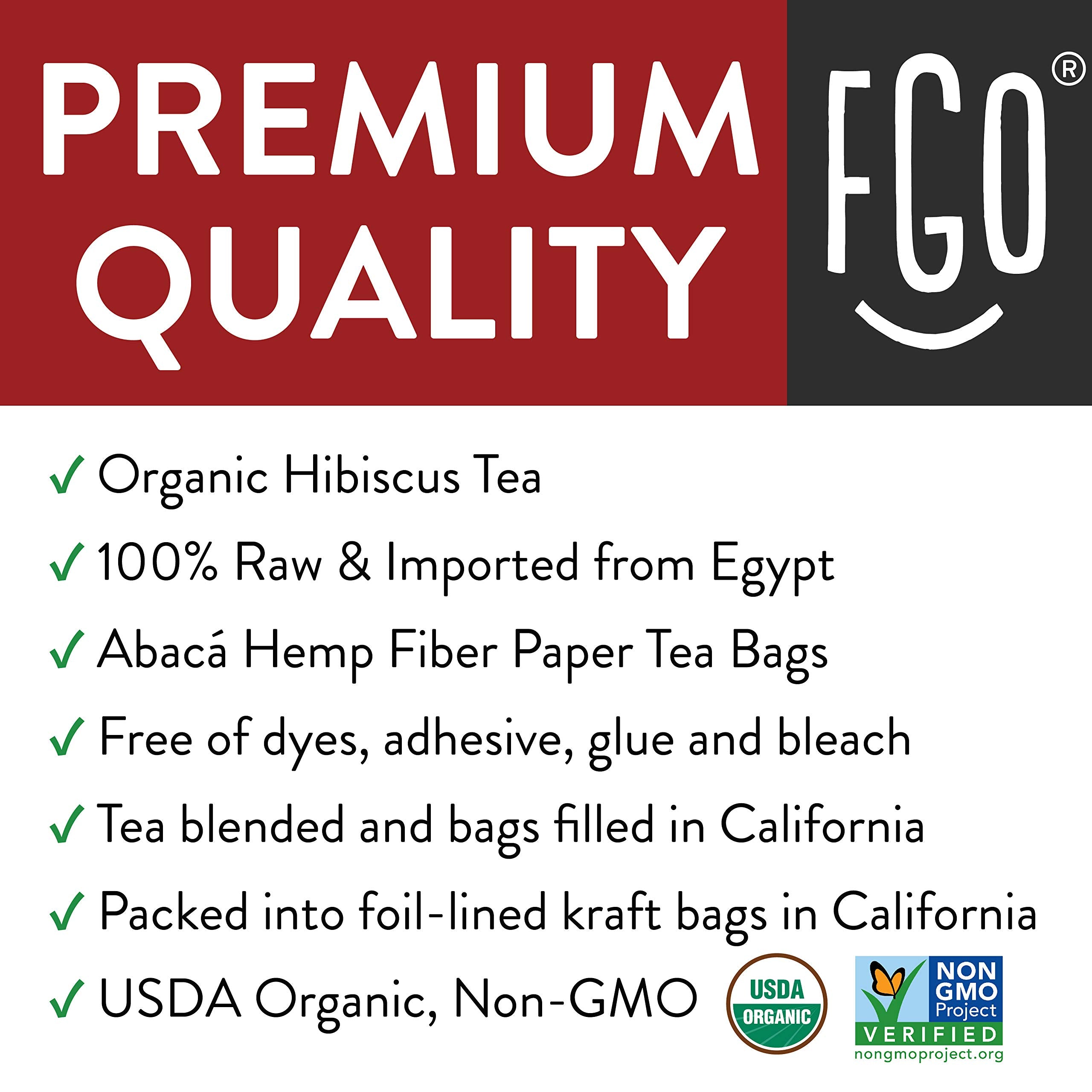 FGO Organic Hibiscus Tea, Eco-Conscious Tea Bags, 100 Count, Packaging May Vary FGO