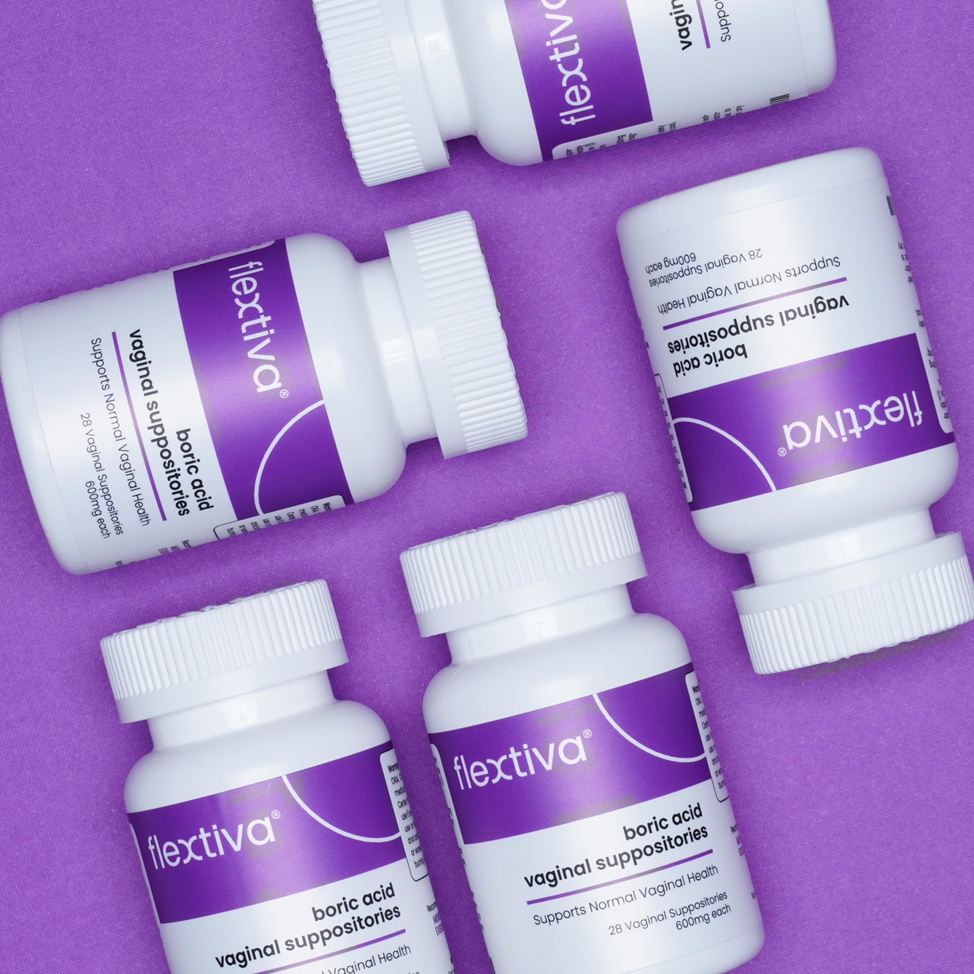 Flextiva Boric Acid Vaginal Suppositories - Boric Acid Pills for Women - Vaginal Health pH Balance for Women Flextiva