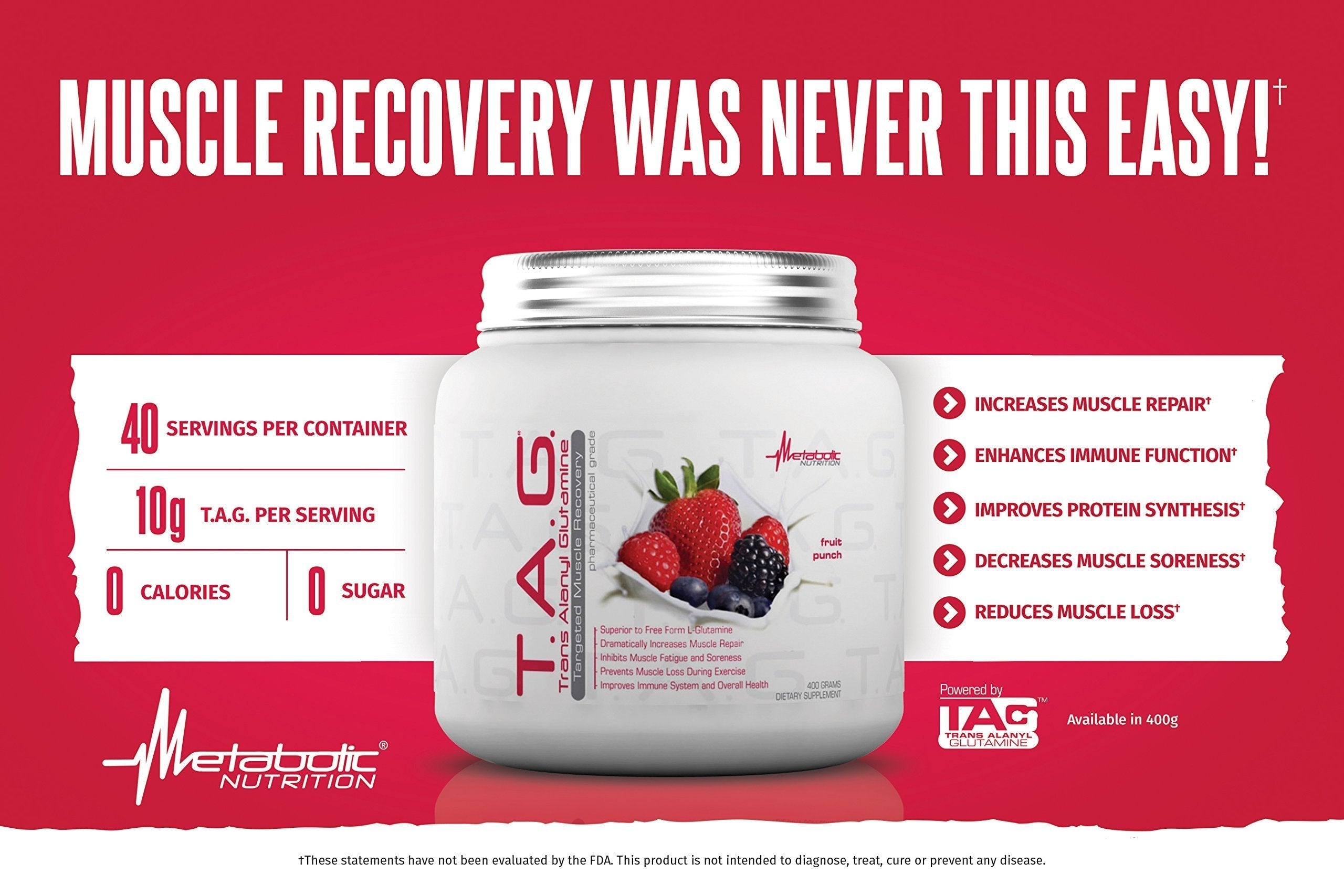 Metabolic Nutrition, TAG, Trans Alanyl Glutamine, 100% L-Glutamine Peptide Powder Metabolic Nutrition