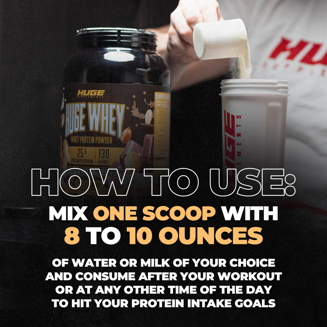 Huge Supplements Whey Protein Concentrate Powder - 25g Protein Per Serving 