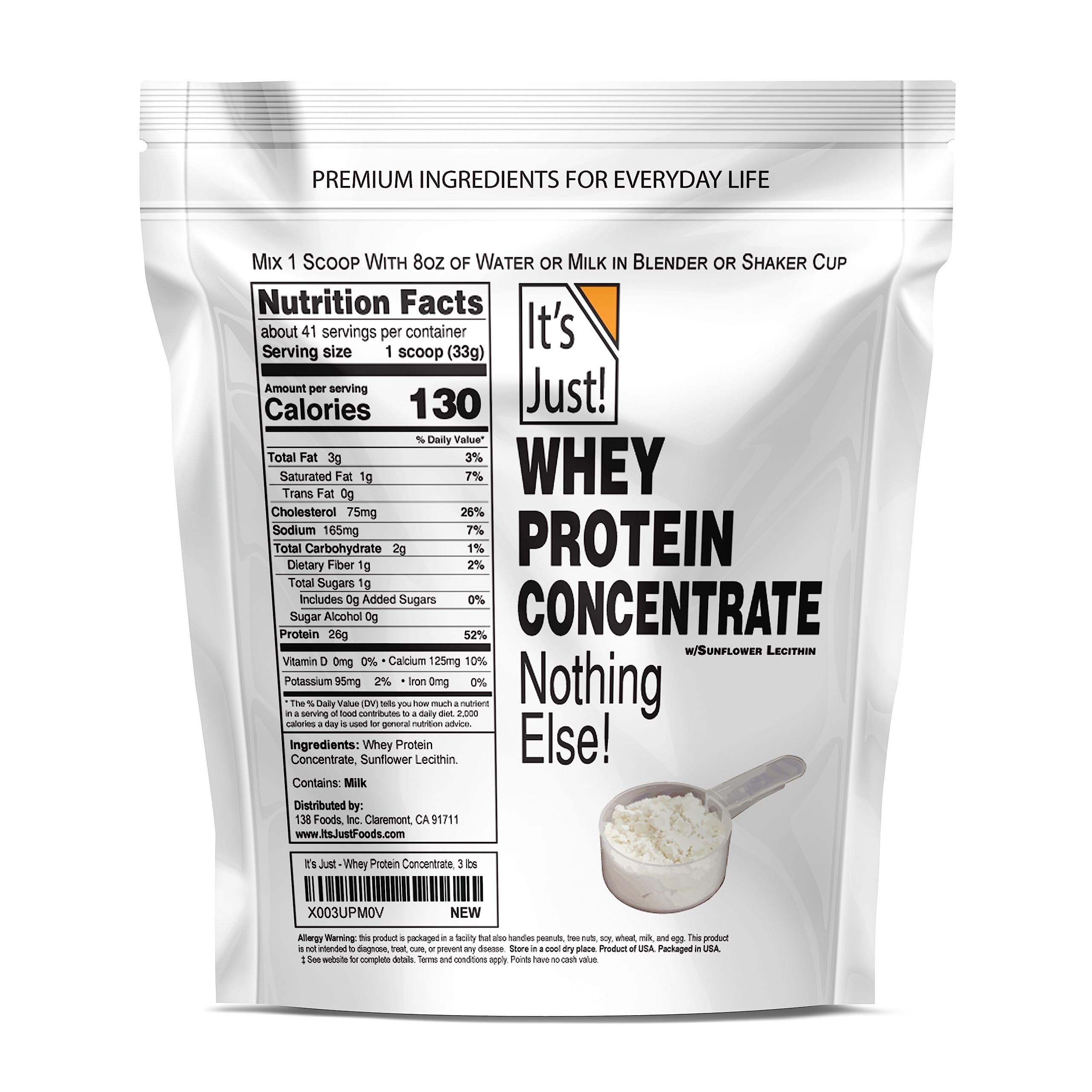 It's Just! - 100% Whey Protein Concentrate, Made in USA, Premium WPC-80, No Added It's Just!