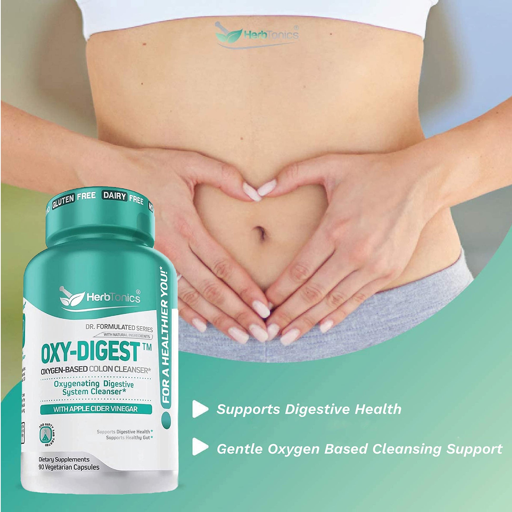 Herbtonics Oxygen Based Colon Cleanse and Detox Digestive System Formula | with Apple Herbtonics