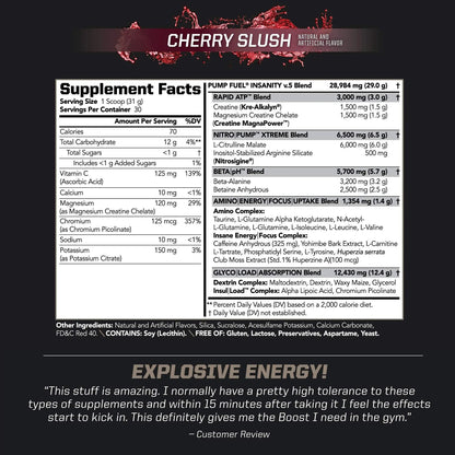 PMD Sports Ultra Pump Fuel Insanity - Pre Workout – Cherry Slush (30 Servings) Sports Omega Cuts Elite Thermogenic Fat Burner (90 Softgels)