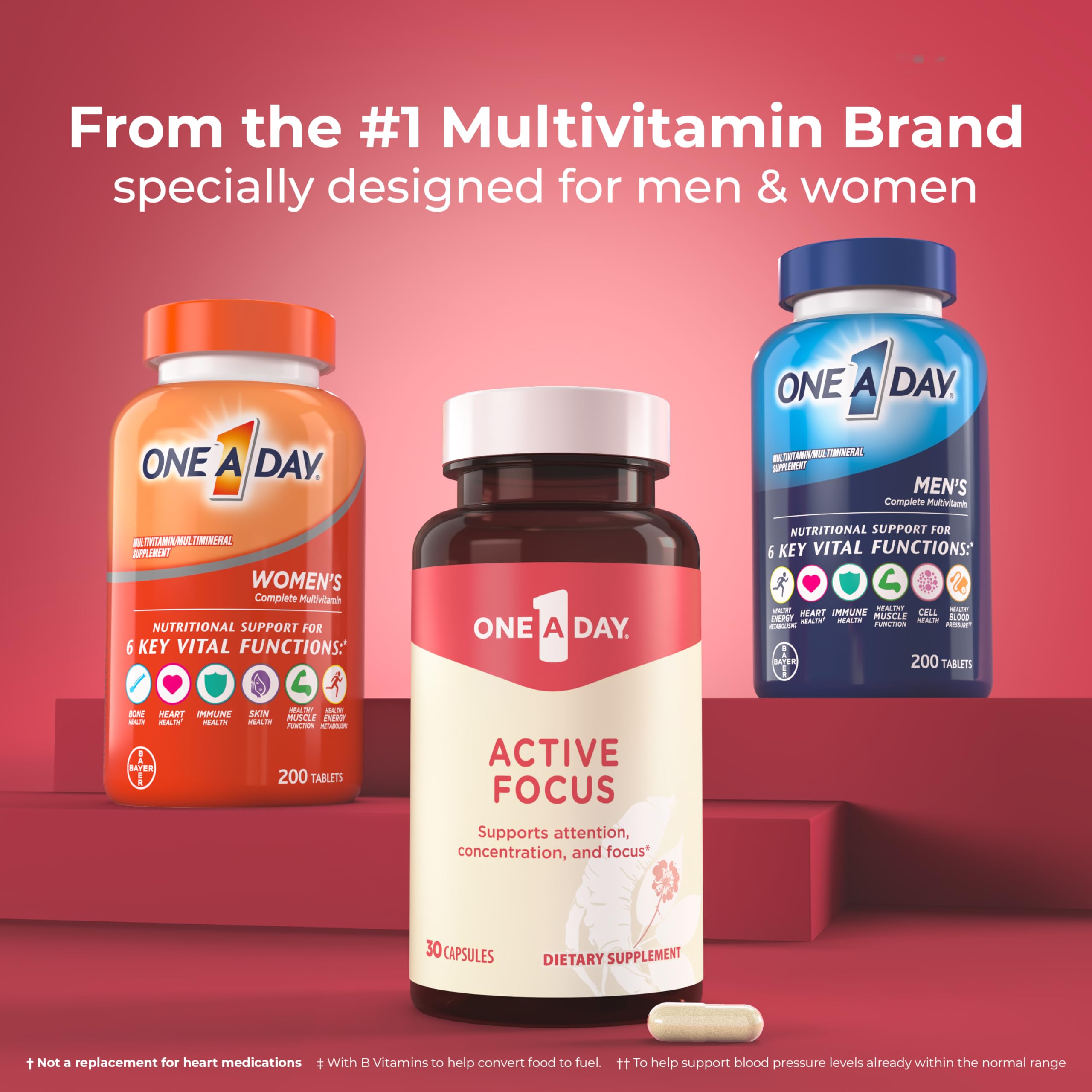 ONE A DAY Bundle Multivitamin for Men 200 Count Tablets Active Focus Supplement ONE A DAY